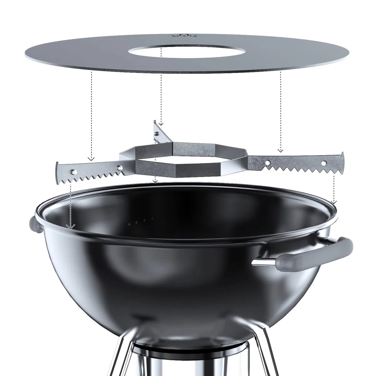 teileplus24 FR08 Grillmeister Set | 3-teilig | Grillring 80 cm + Grilleinsatz ø 20cm + Auflageleiste, Größe:Grillring 80cm Grilleinsatz Abstandshalterleiste