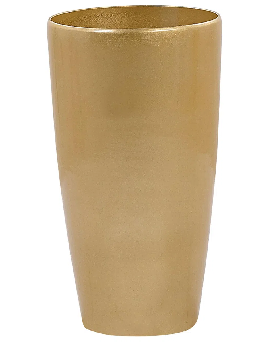 Blumentopf aus Steingemisch Gold 32x32x58 cm rund moderner Look Tseria