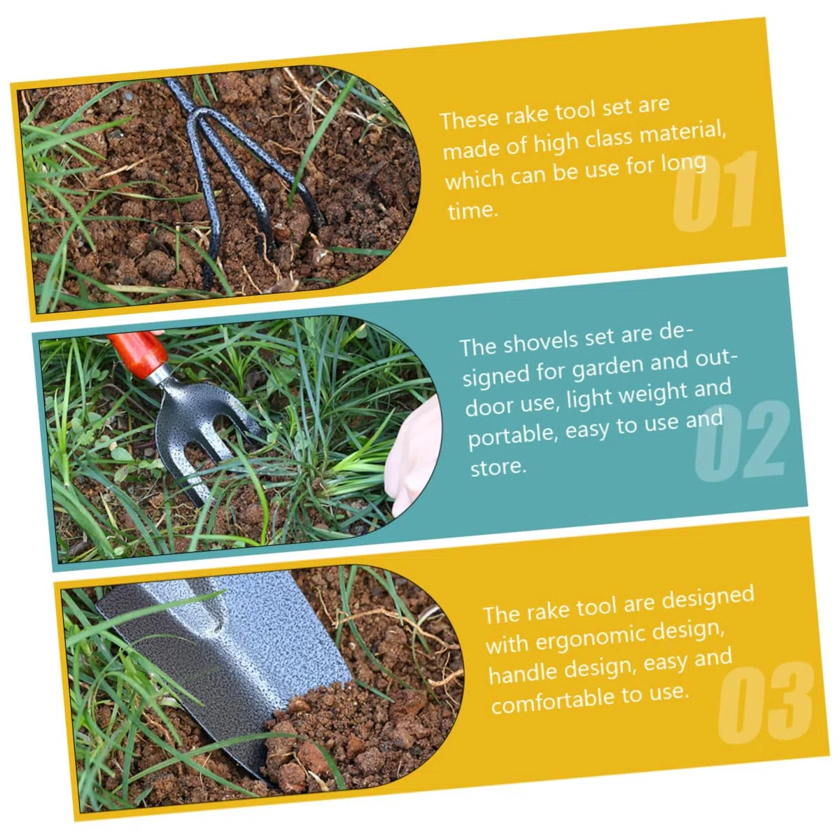 Toddmomy 2 Sätze Gartenwerkzeugset Teilig für Pflanzenpflege Robuste Schaufeln und Rechen Ergonomische für Effizientes Arbeiten im Freien für Gemüseanbau und Blumenpflege