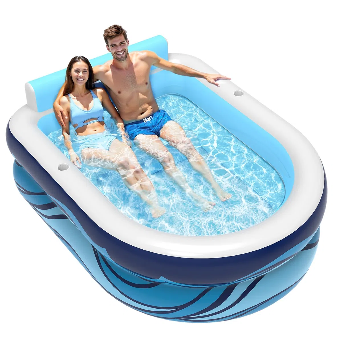 VISTOP Aufblasbarer Pool für Erwachsene und Kinder, großer verdickter Familien-Schwimmbad mit Sitzen und Getränkehaltern, Outdoor-Wasserpool für Garten, Sommer-Wasserparty