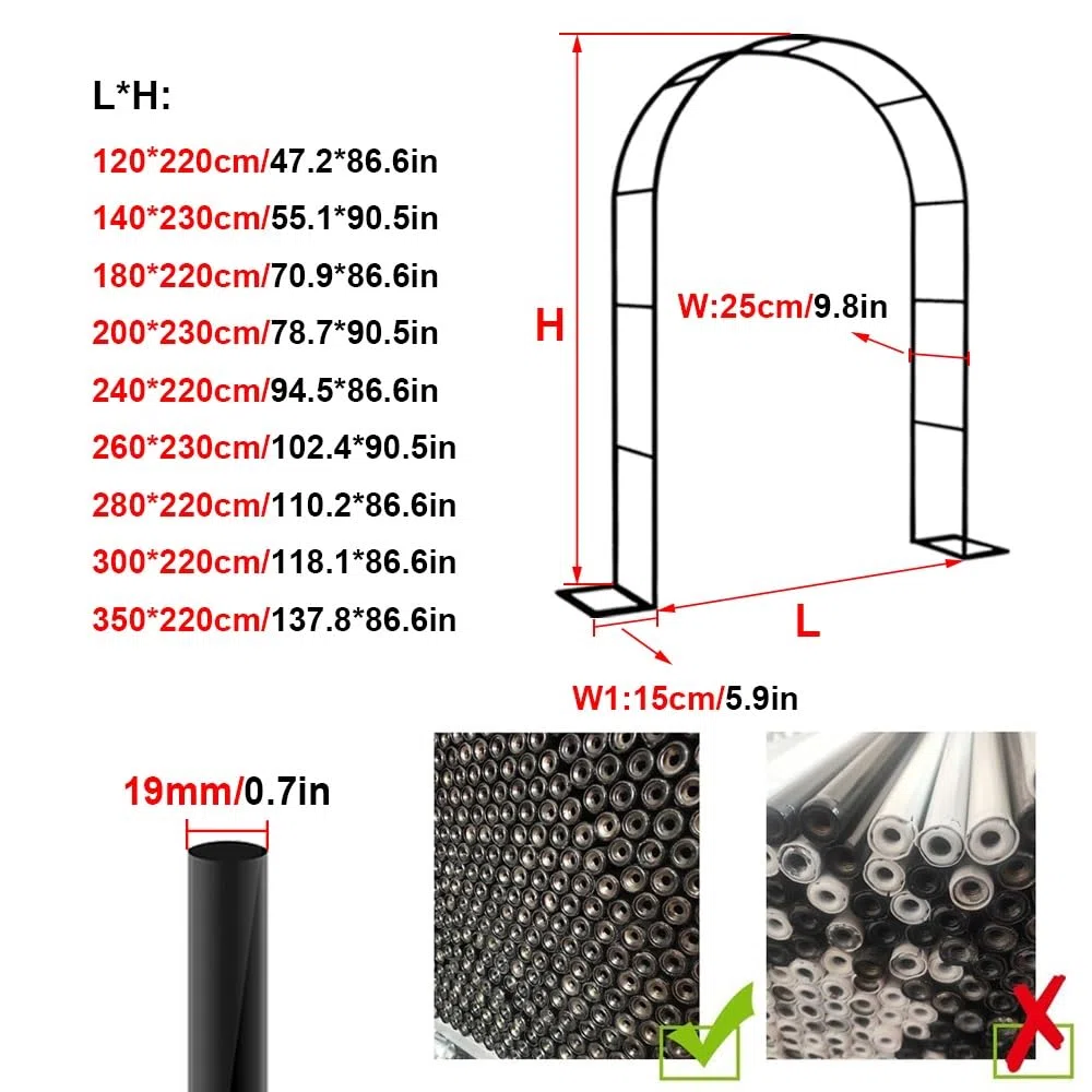 Gartenparty Dekoration - Wetterfester grüner und weißer Rosenbogen für Hochzeit und Geburtstag, verzinktes Metallgeflecht, 280 x 220 cm (110,2 x 86,6 Zoll)