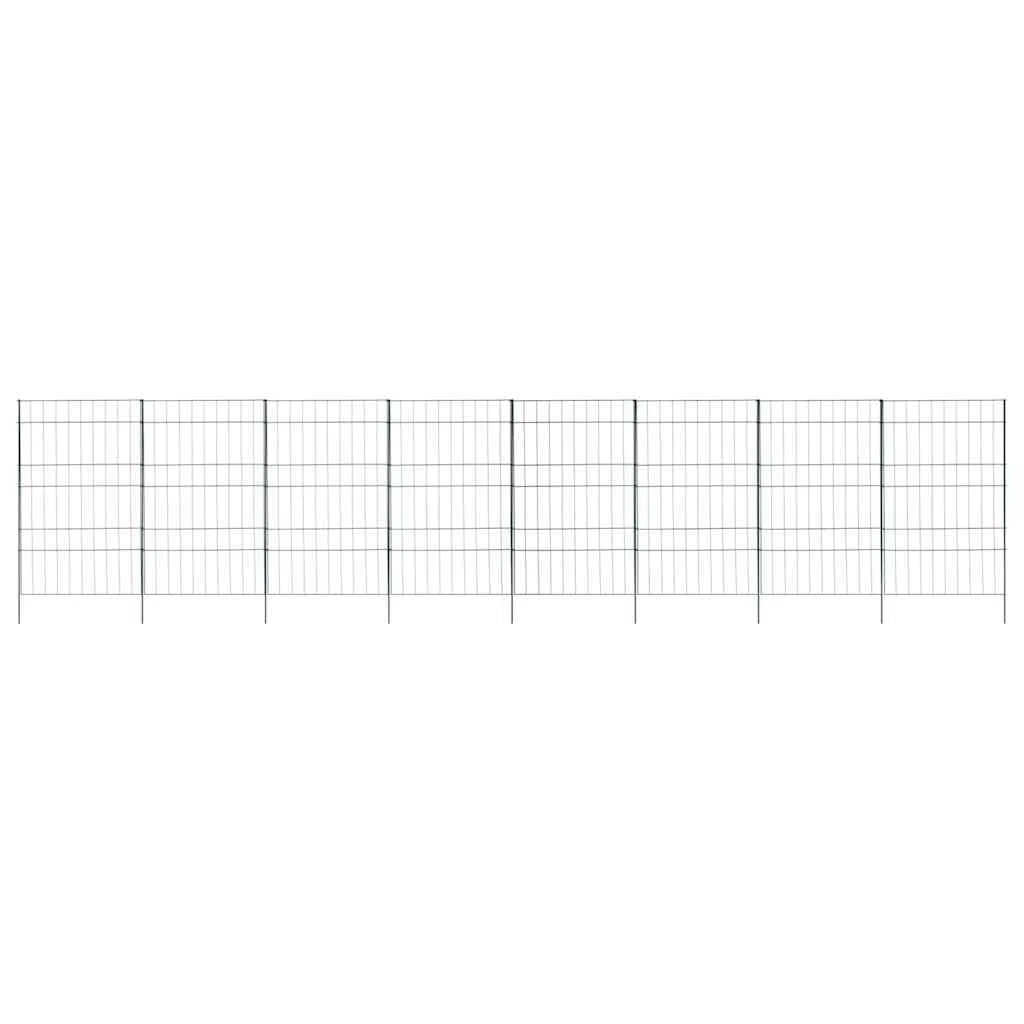 Teichzaun Set 8 Stück grün Stahl 50 x 80 cm Gartenzäune Zaunelemente für Terrasse und Vorgarten mit windschutz und sichtschutz für Garten und Grundstück Begrenzung