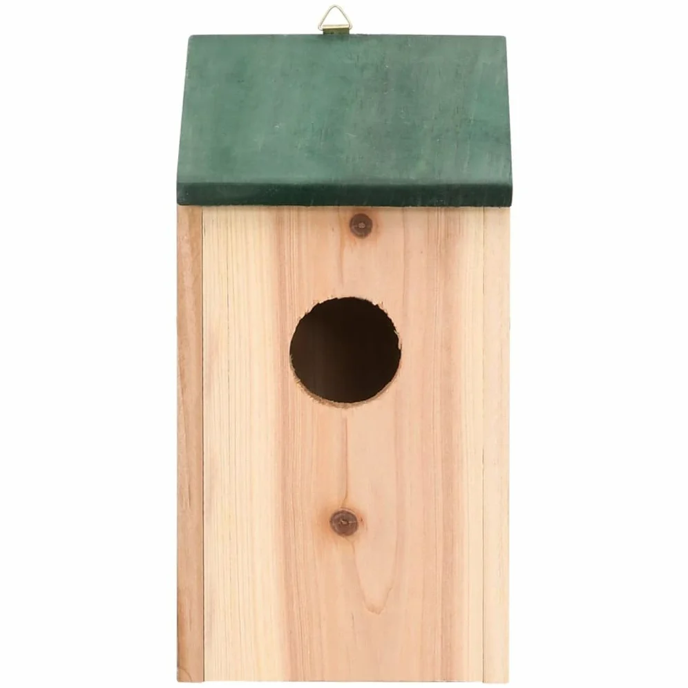 Vogelhäuser aus Holz 8 Stück 12x12x22 cm mit grünem Dach, wetterfest, als Nistkasten, Futterhaus und Futterstation für Singvögel im Garten, Balkon, Terrasse, Baum
