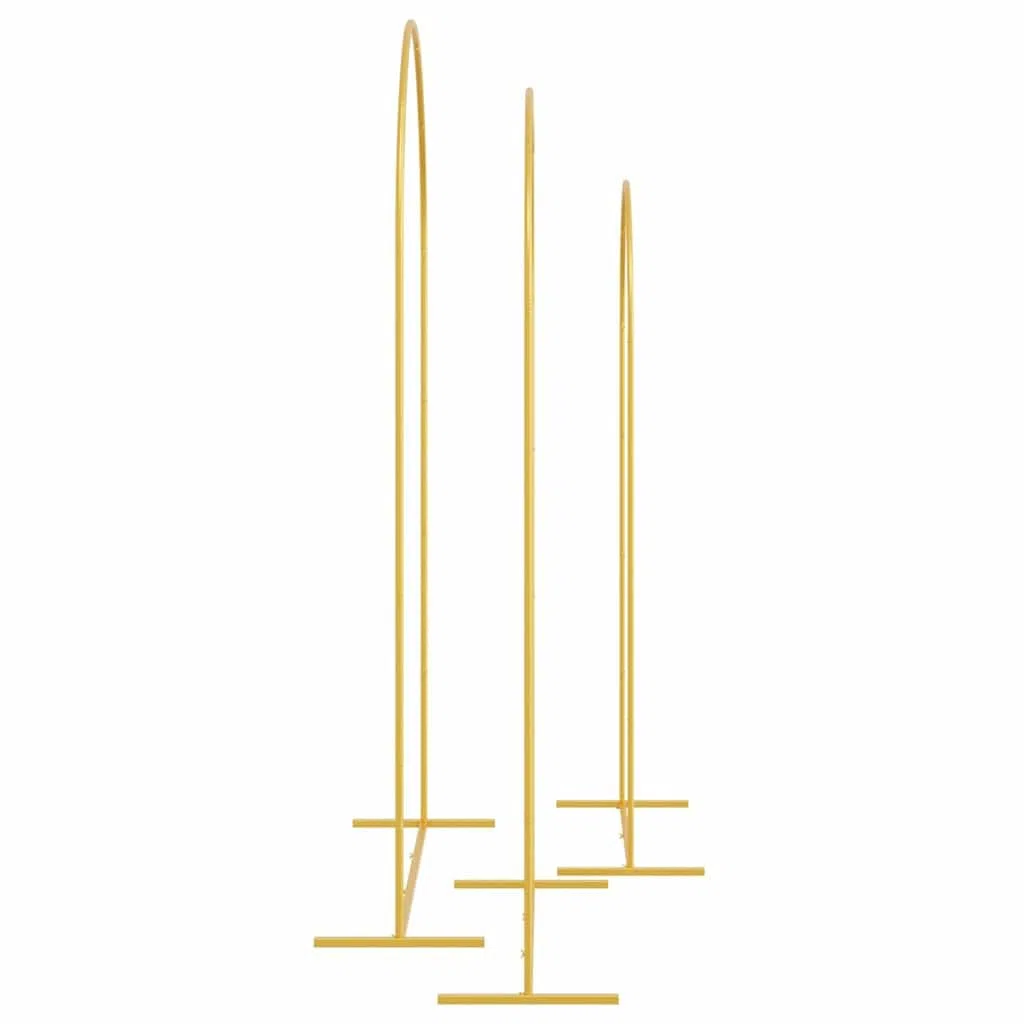 Solivagant Hochzeitsbogen 3 pcs Gold Stahl, Garten Balkon,Gartenbauten,Rosenbögen, Gitter Pergolen, 7.25 kg-42023038