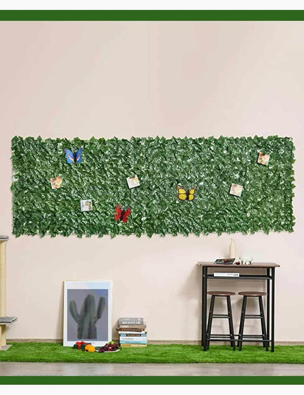 Künstlicher Efeu-Zaun, 1 x 5 m, realistisches Spalier mit grünen Blättern für Privatsphäre im Freien, 1 x 5 m, künstlicher Laubzaun für Garten und Dekoration
