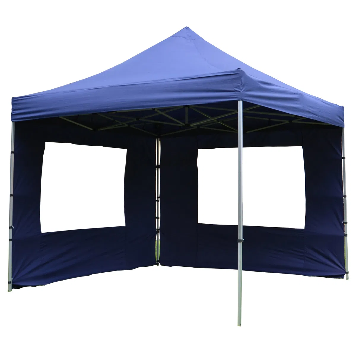 Nexos Hochwertiger Falt-Pavillon Partyzelt mit 2 Seitenteilen PROFI Ausführung für Garten Terrasse Feier Markt als Unterstand Plane wasserdichtes Dach 3 x 3 m blau