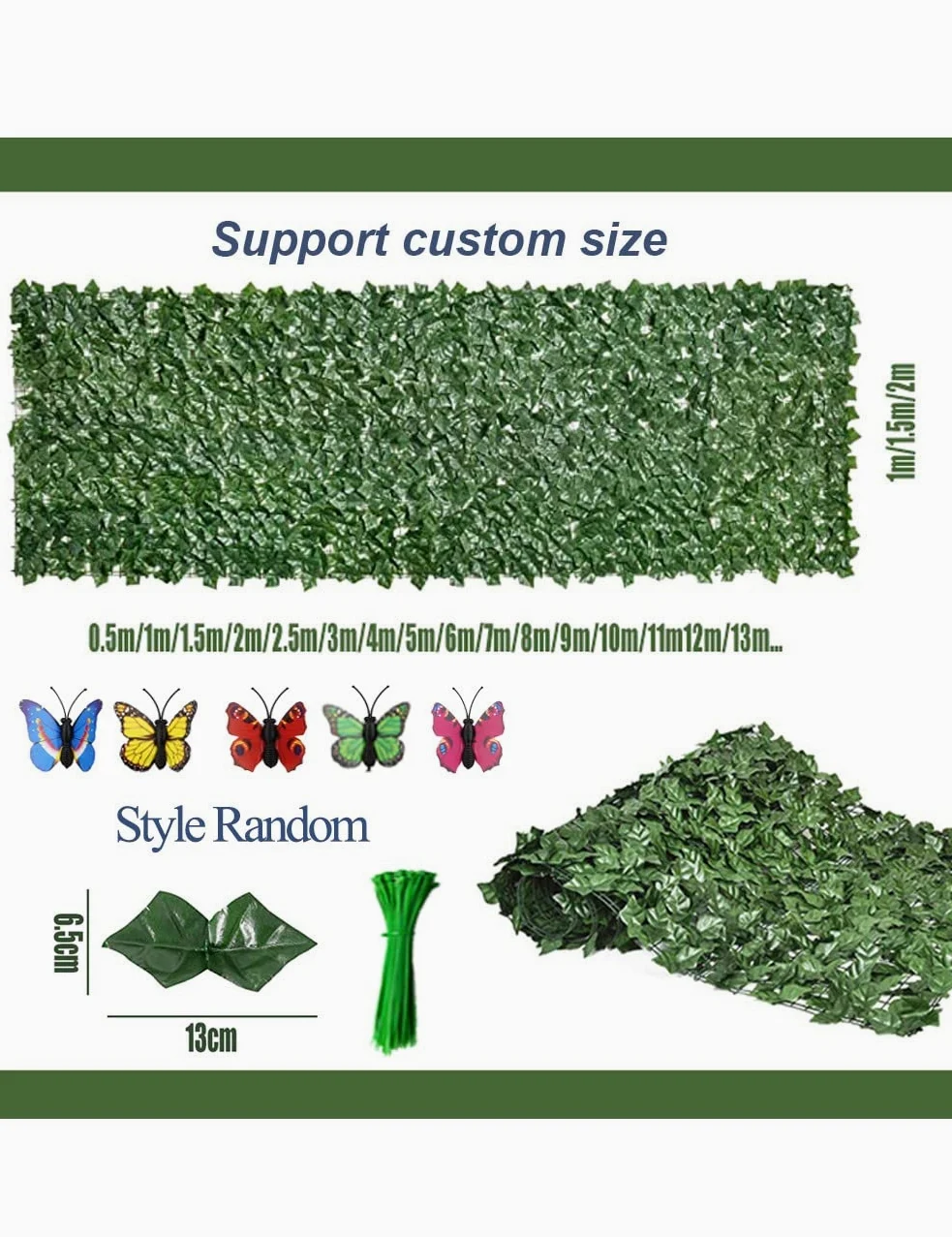 Künstlicher Efeu-Zaun, 1 x 5 m, realistisches Spalier mit grünen Blättern für Privatsphäre im Freien, 1 x 5 m, künstlicher Laubzaun für Garten und Dekoration