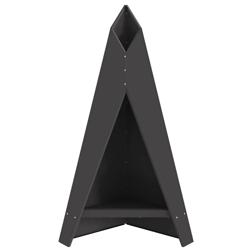 Feuerstelle Schwarz Stahl 58 x 40 x 100 cm rechteckig für Garten Terrasse Outdoor mit großer Kapazität und hitzebeständig für gemütliche Wärme und stilvolle Atmosphäre im Außenbereich