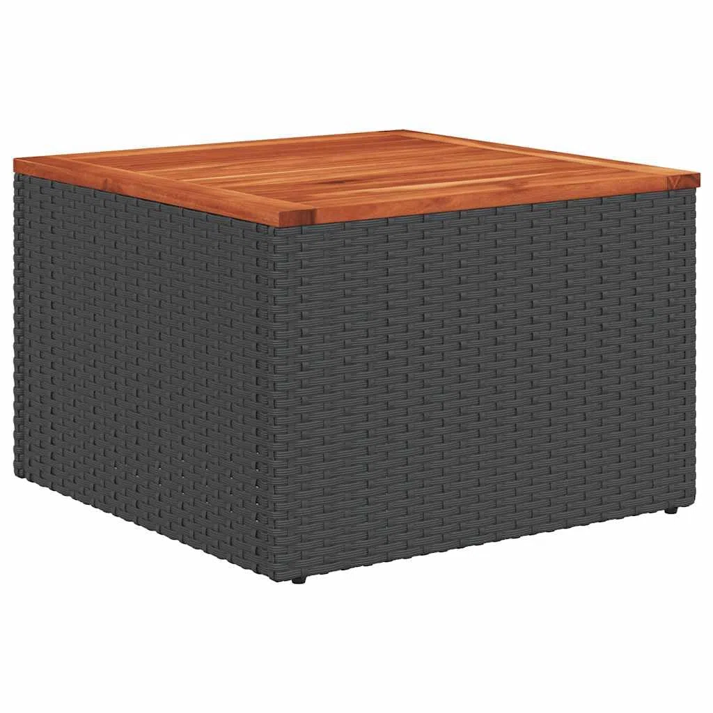 11-TLG Garten-Sofagarnitur mit Kissen Schwarz Poly Rattan wetterfestes Polyrattan Lounge Set für Terrasse Balkon mit Tisch Hocker Regal und Stauraum ideal für Outdoor Veranda und