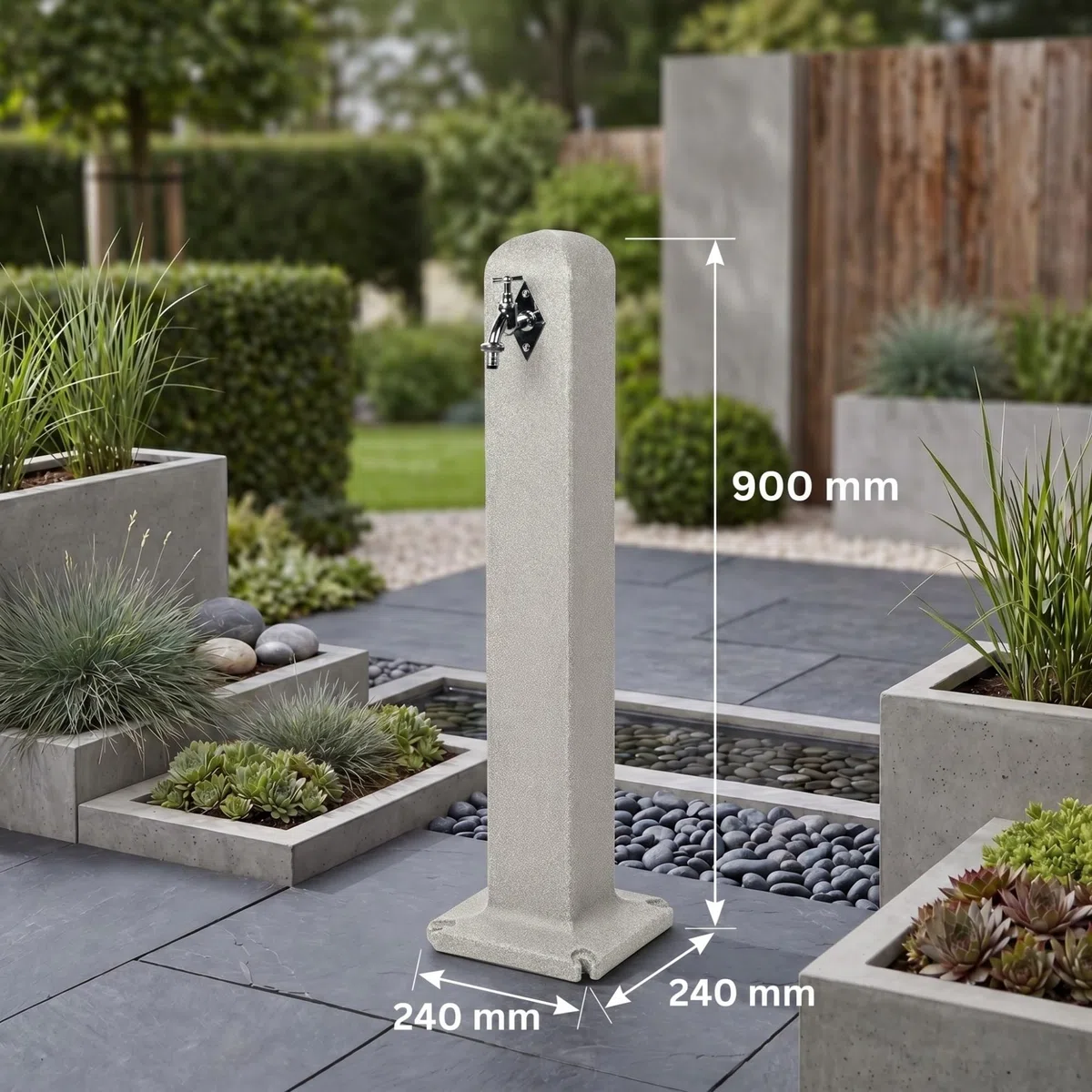 YourCasa Stoneflow Wassersäule Garten Granit-Optik | Wasserzapfsäule Poller mit Wasserhahn | 90 cm Standbrunnen Zapfstelle Außenbereich | Witterungsbeständig Frostsicher UV-stabil (Sandstein)