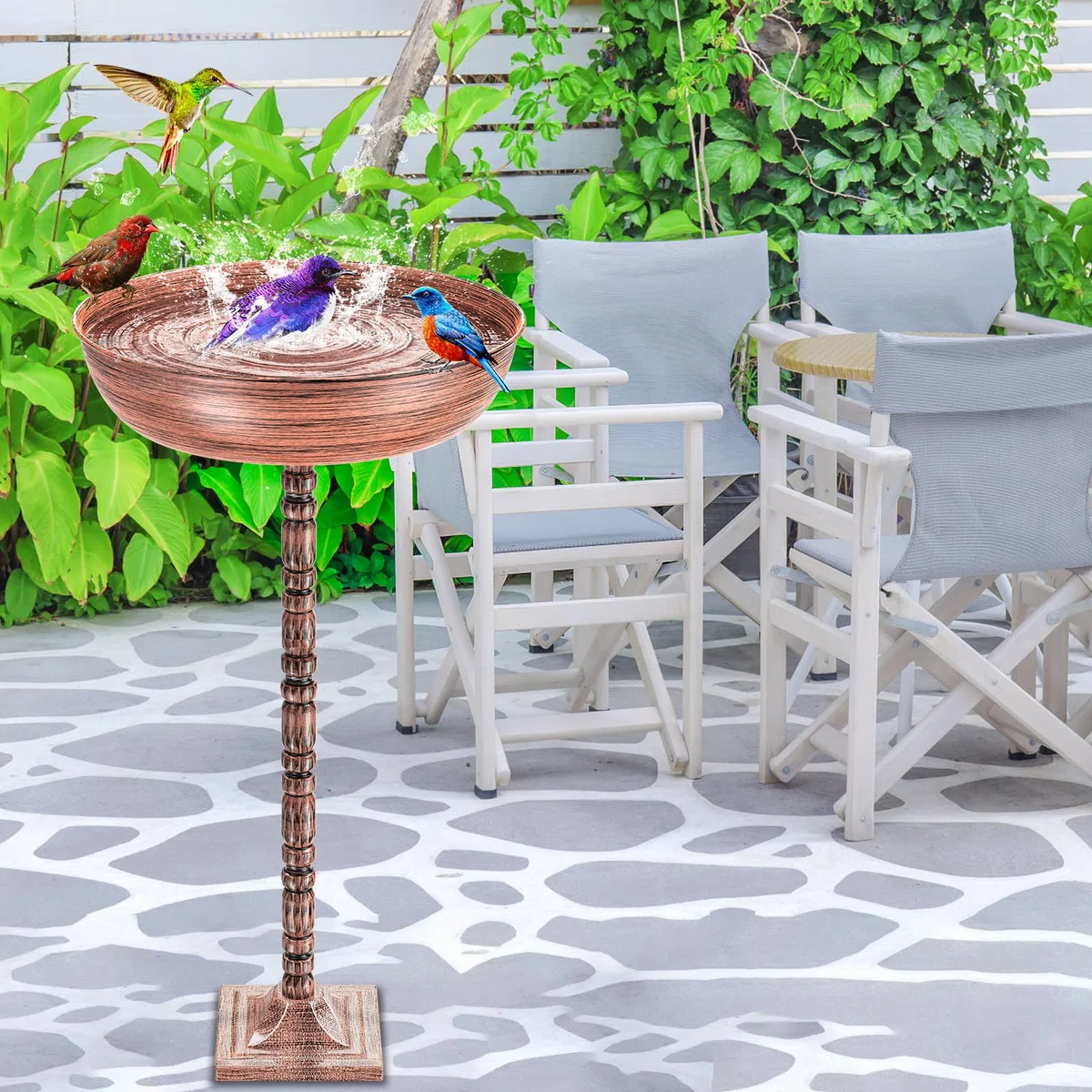 Freistehende Vogeltränke für den Außenbereich, Vintage, Garten, Vogeltränke, Vogeltränke, Vogeltränke, abnehmbare Dekoration, Spa, Vogelfutterstation für Garten, Terrasse, Hof, Rasen (Bronze)
