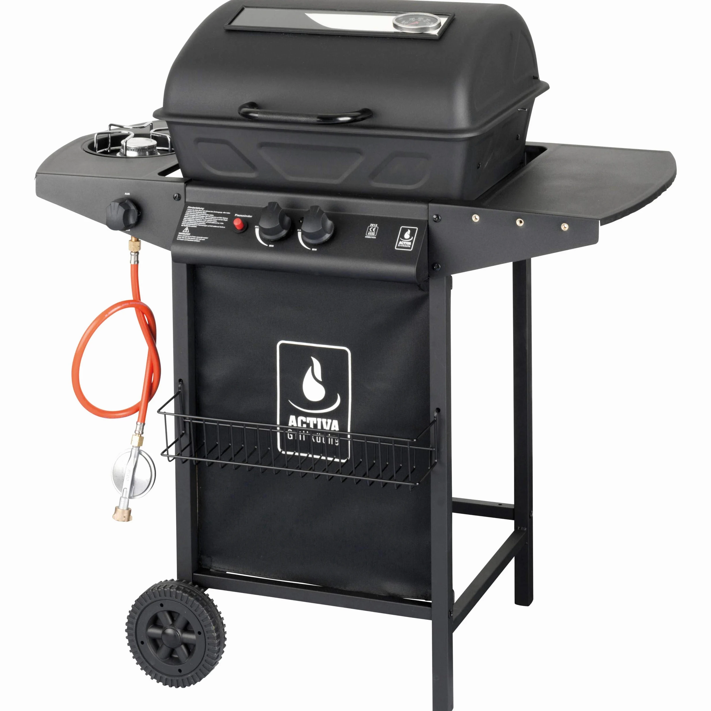 ACTIVA Grill Lavastein Gasgrill, Lavagrill Grillwagen inkl. Abdeckhaube