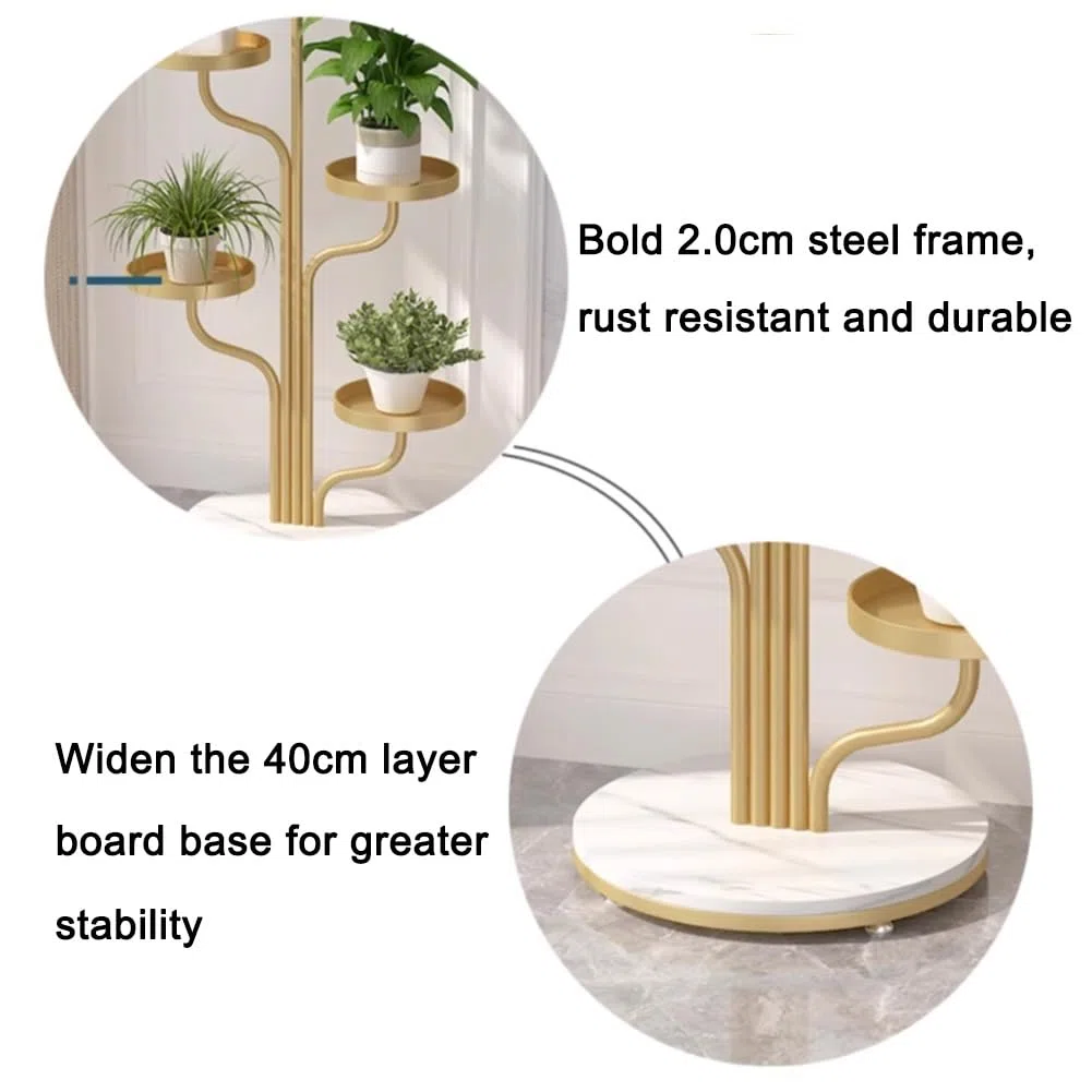 Generisch 5-Tier Metal Plant Stand - Sturdy Vertical Flower Rack with 5 Shelves for Indoor & Outdoor Use, Ideal for Home, Office, Garden, Balcony & Patio - Black