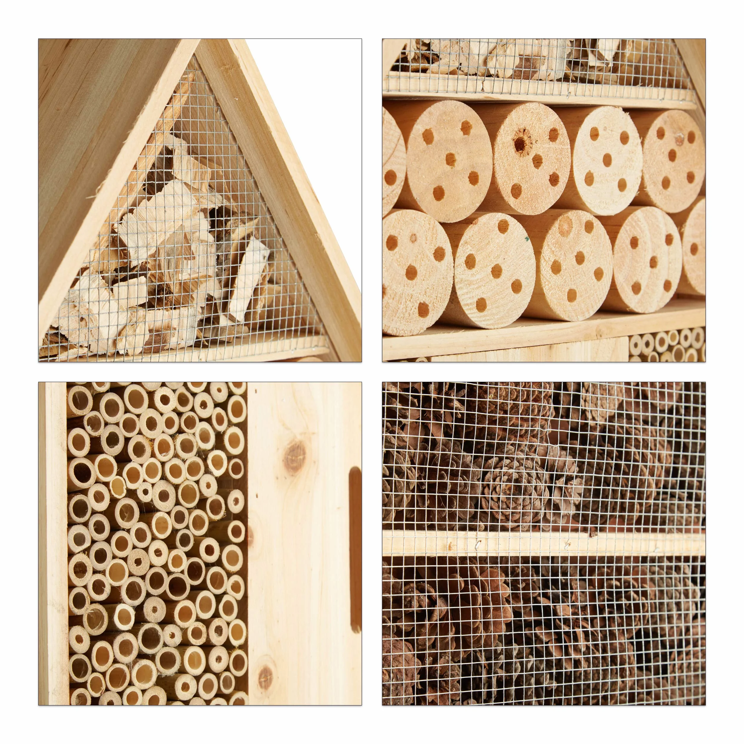 Relaxdays Insektenhotel XL stehend, Nisthilfe für Bienen, Florfliegen, Marienkäfer, Holz HxBxT: 79 x 49 x 12 cm, natur