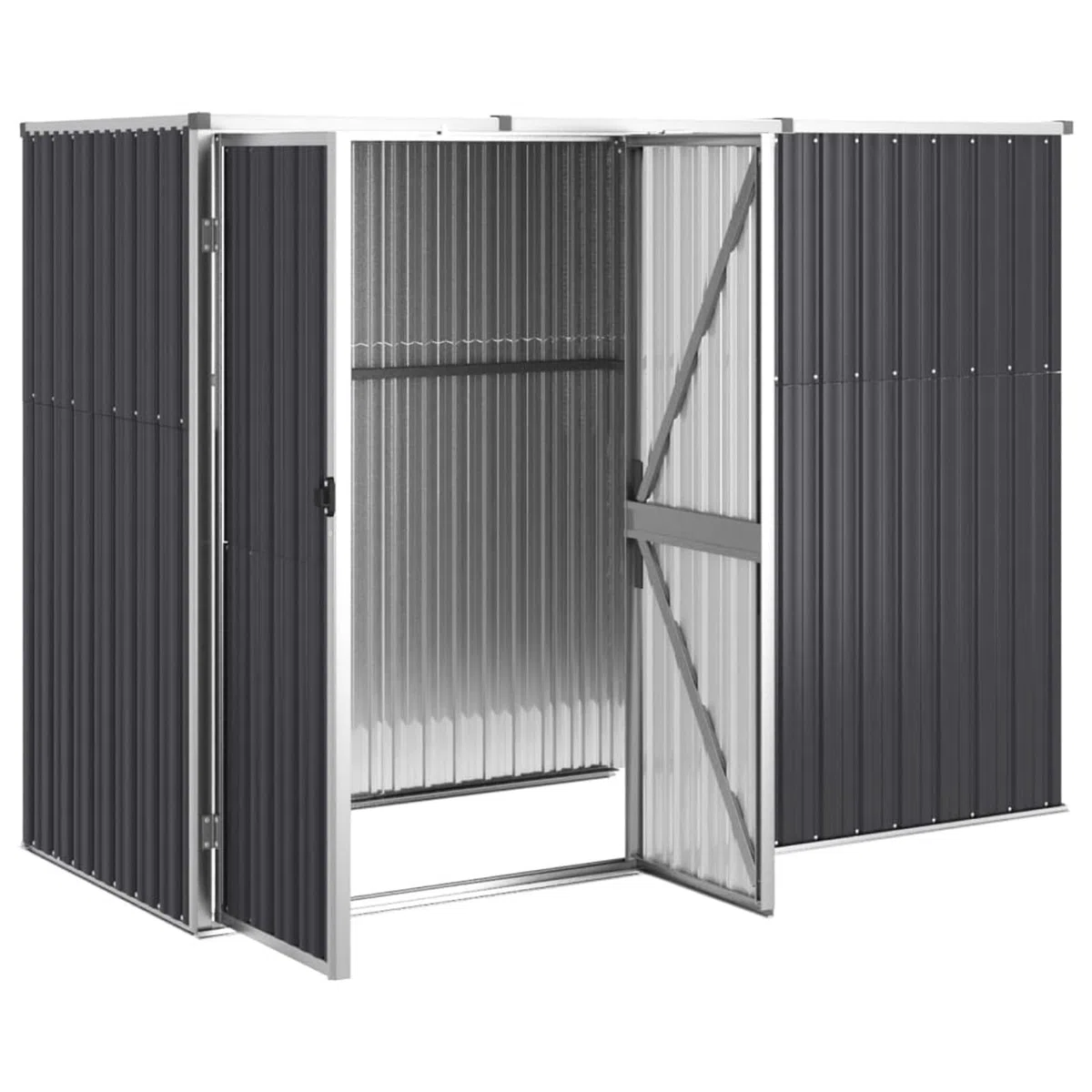 Gartenhaus aus Metall – Wasserdichter Lagerschuppen für Werkzeug, Rasenmäher, Brennholz & Mülltonnen – Langlebige Gartenlagerung Anthrazit 225 x 89 x 161 cm