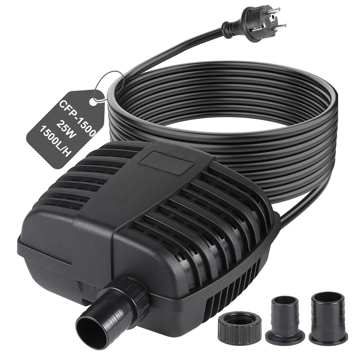 CPROSP Teicher Filterpumpe CFP-1500L/H [2025] - 25W Teichpumpe, Super Leise & Energiesparend, Fischschutz, Ideal für Gartenteich & Bachlauf, IPX8