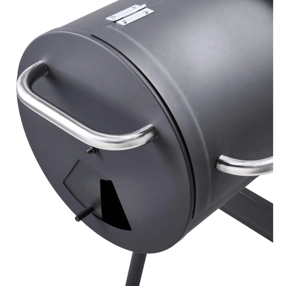 Smoker BBQ mit 2 Grillzonen & Thermometer - Holzkohlegrill aus Metall mit Rollen - Grillwagen fahrbar