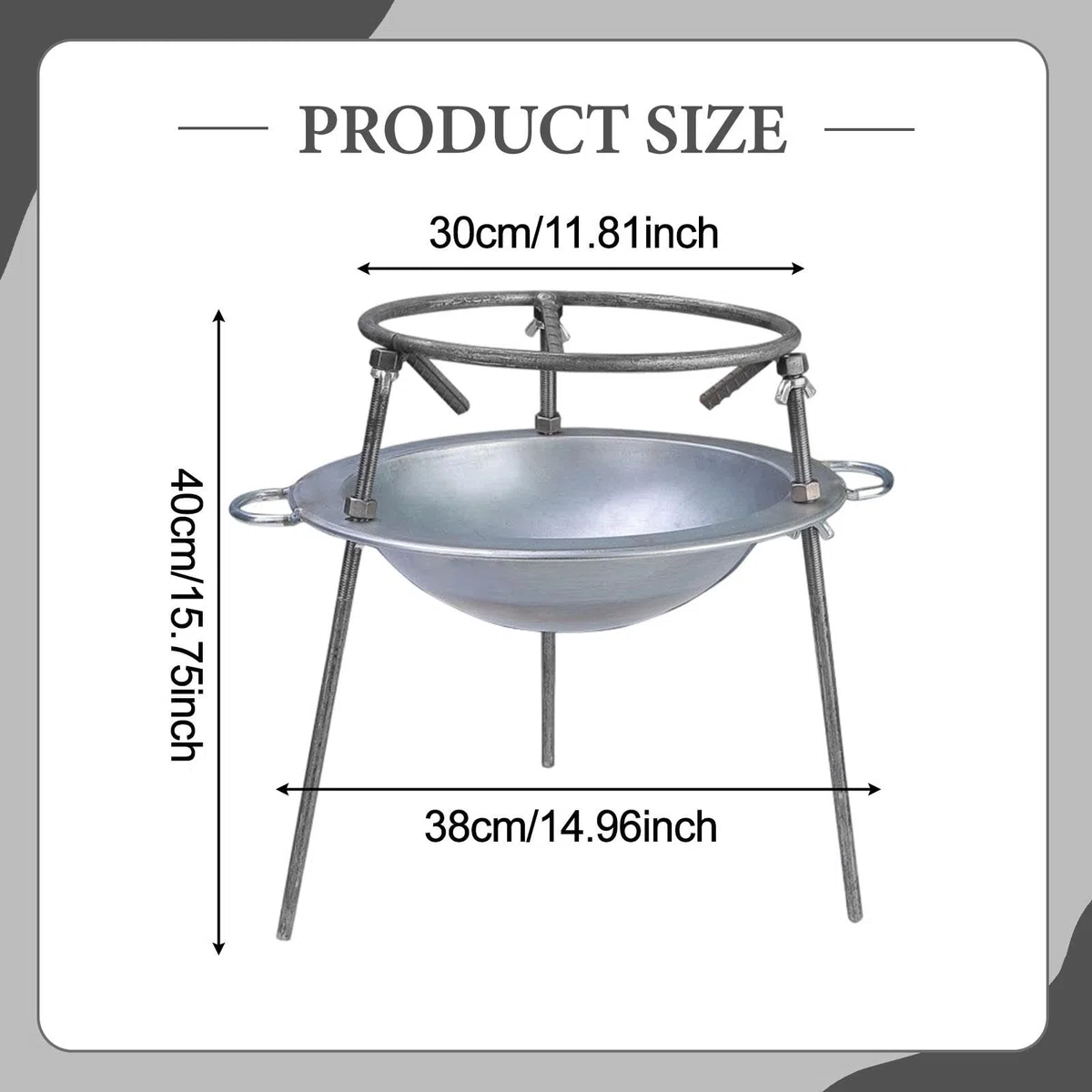 Camping Feuerstelle Dreibein Feuerschale Grill Feuerkorb Metall Outdoor Konstruktion Eisen für Gartenparty Camping Picknick Park Restaurant Familien F, Mehrfarbig, 38 cm X 30 cm X 40