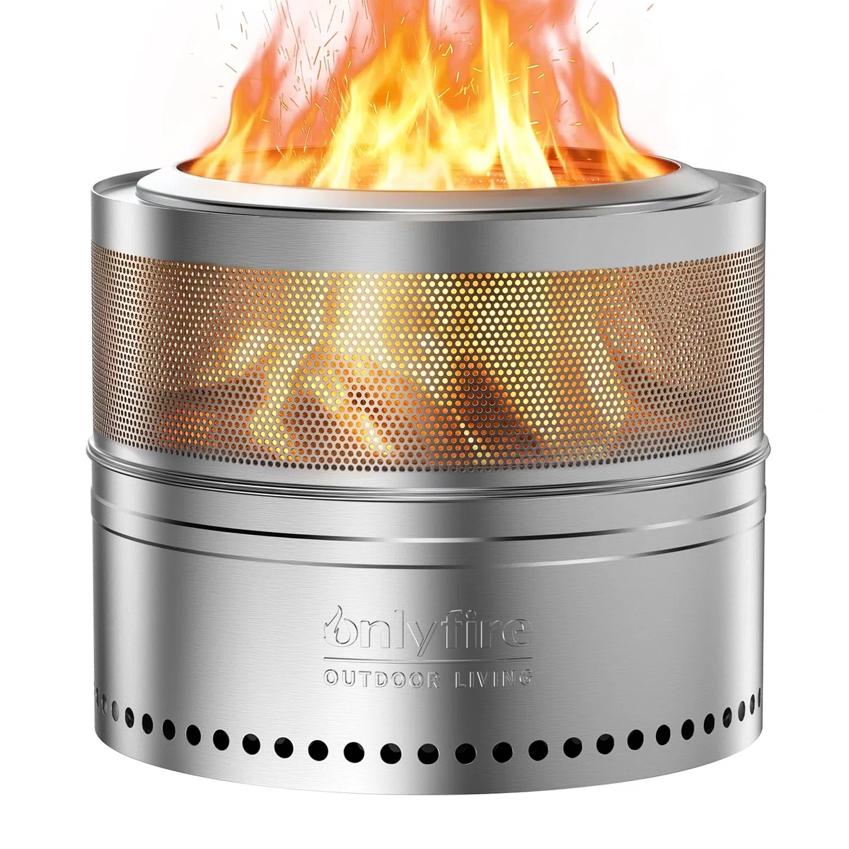 Onlyfire 50cm Rauchfreie Feuerschale mit Aufbewahrungstasche, Abnehmbarer Aschekasten, Edelstahl Smokeless Fire Pit, Tragbare Feuerstellen Terrasse, Feuerschalen für den Garten, Camping, Outdoor