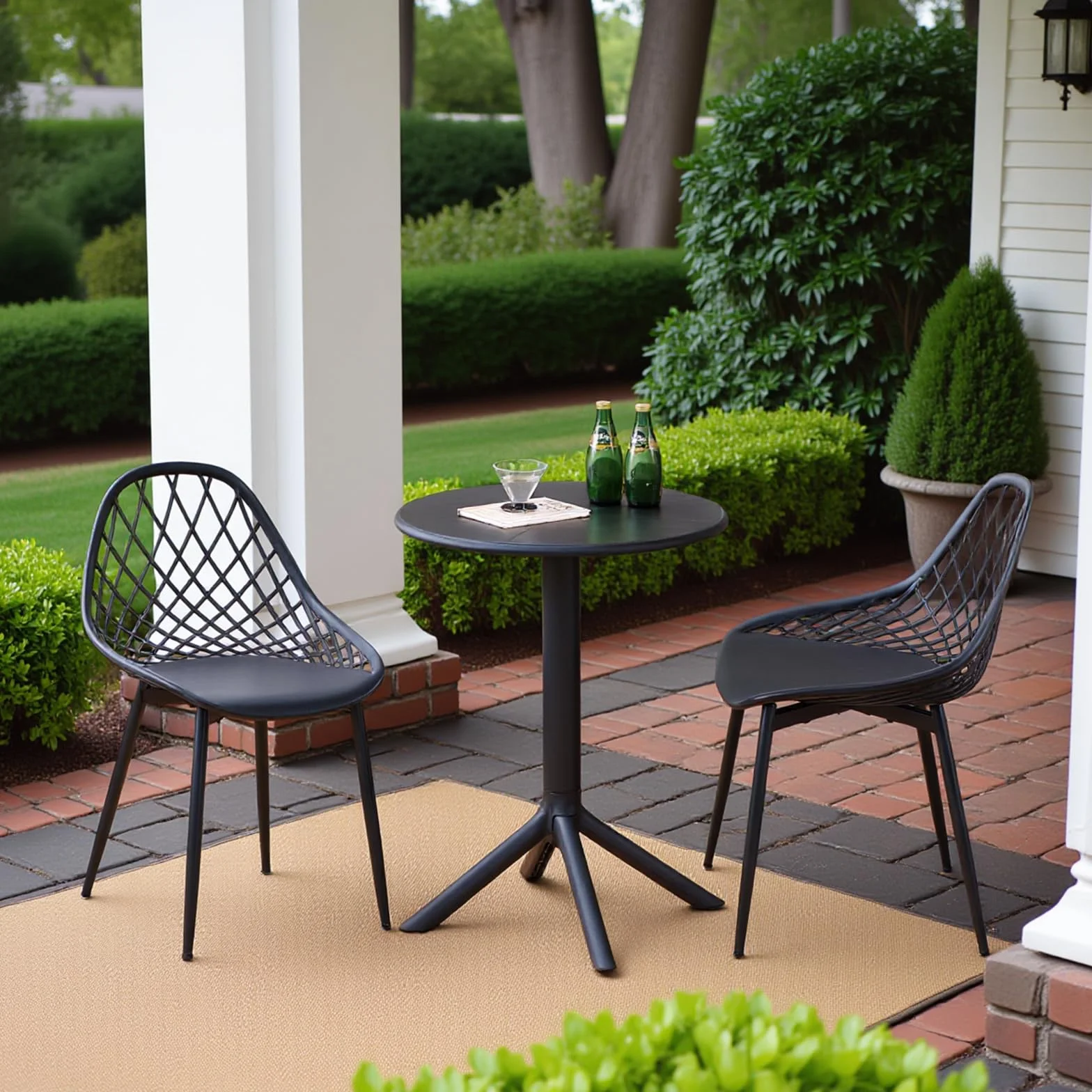 buybyroom Gartenstühle 6er Set, Terrassenstühle mit Metallfüße, Verstellbare Fußstütze Outdoor Stuhl Strandkorb Loungesessel Outdoor Garten Balkon Essstühle für Garten, Terrassenstühle Oder, Schwarz