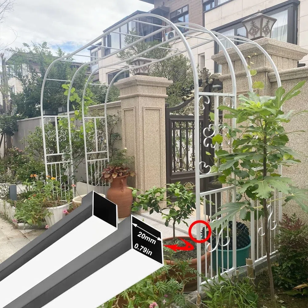 Stabiler weißer Metall-Gartenbogen für Kletterpflanzen, Rosenspalier, Hochzeitslaube, verstellbar, 140–340 cm, Pergola-Stütze, elegante Hinterhof-Eingangs- und Gartenparty-Dekoration, 1 Stück (B x H x
