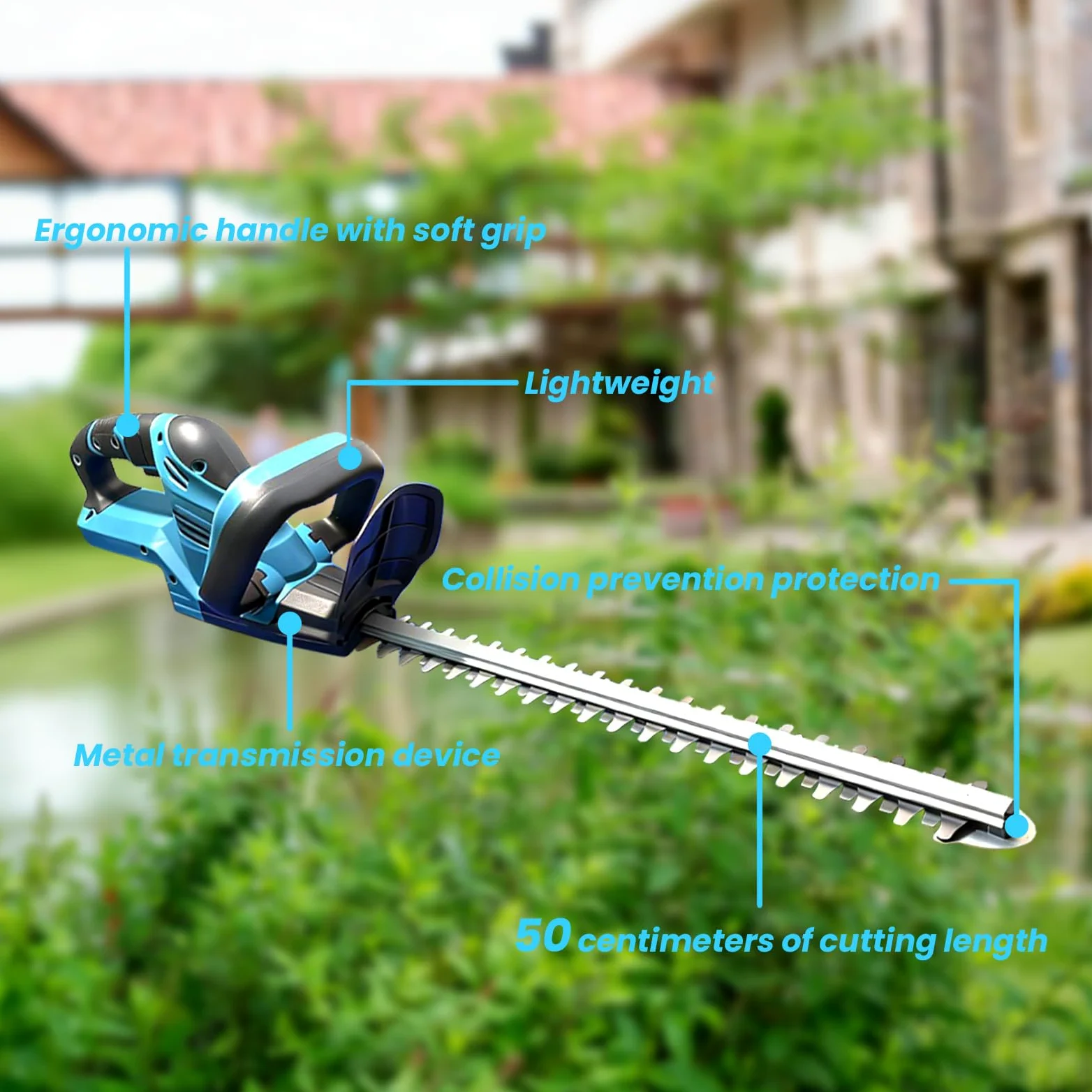 Akku Heckenschere für Makita 18V Akkus, Akku-Strauchschere, 50cm Schnittlänge, Tragbar Gartenschere Elektrische Heckenschere für Hof, Garten, Rasen(Modell CK - ohne Akku)