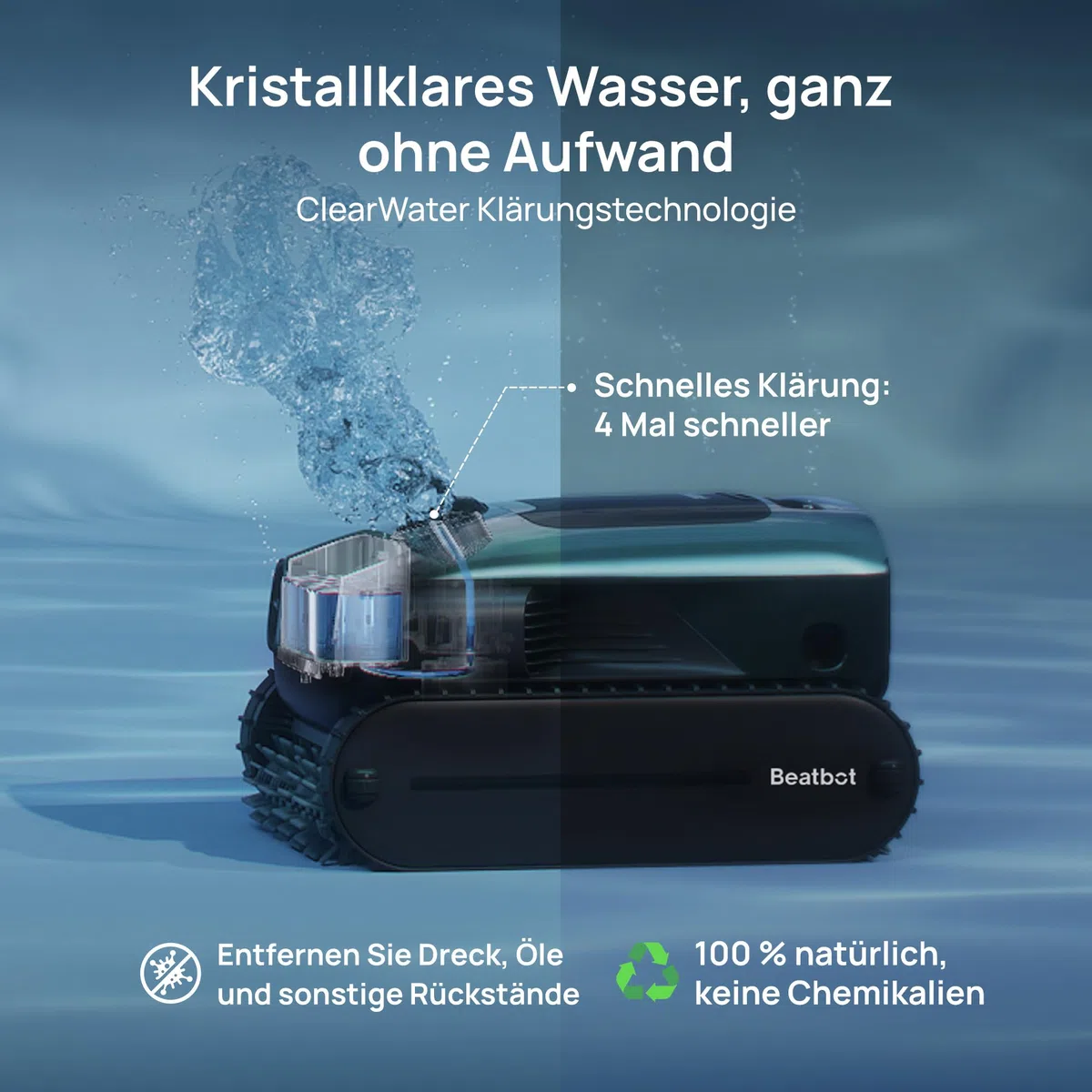 Beatbot AquaSense 2 Pro Poolroboter Set mit Klärmittel-Satz, Oberflächen | Poolsauger Design für Reinigung Boden, Wand, Oberflächen und klärt Wasser, Schwebt nach Reinigung auf Wasseroberfläche