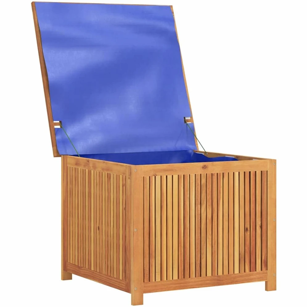 Gartenbox aus Massivholz Akazie 75x75x58 cm mit wasserfestem Innenbeutel für Außen- und Innenbereich, robuste Aufbewahrungstruhe für Möbelkissen, Decken und Spielzeug,