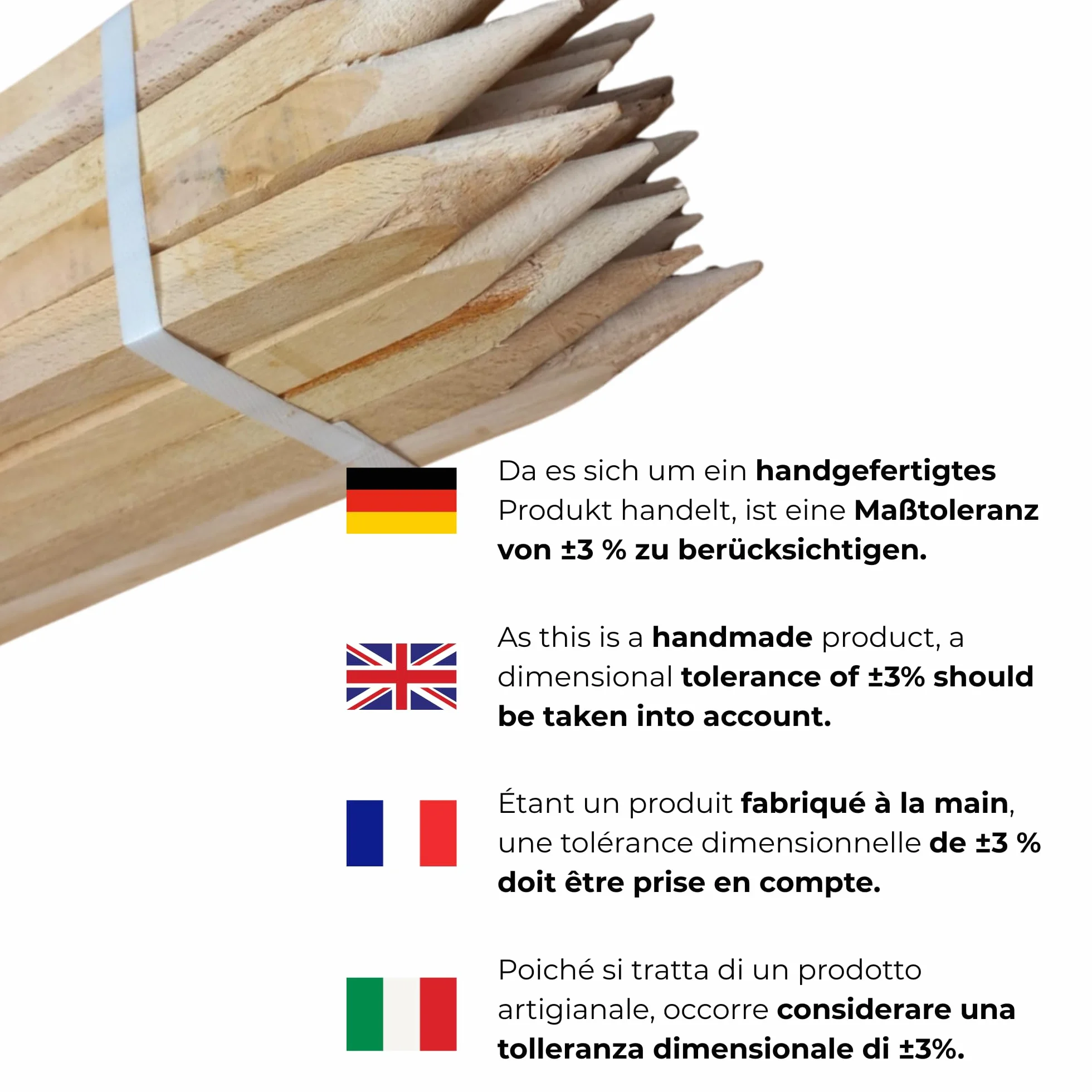50 Stück Holzpfähle aus Buche Rot Lackierter Spitze Quadratisch Längen 40 cm Markierungspfosten Holz Robuste Holzpflöcke Pflanzstäbe Zaunpfosten Vermessungspfosten 25 mm x 25 mm