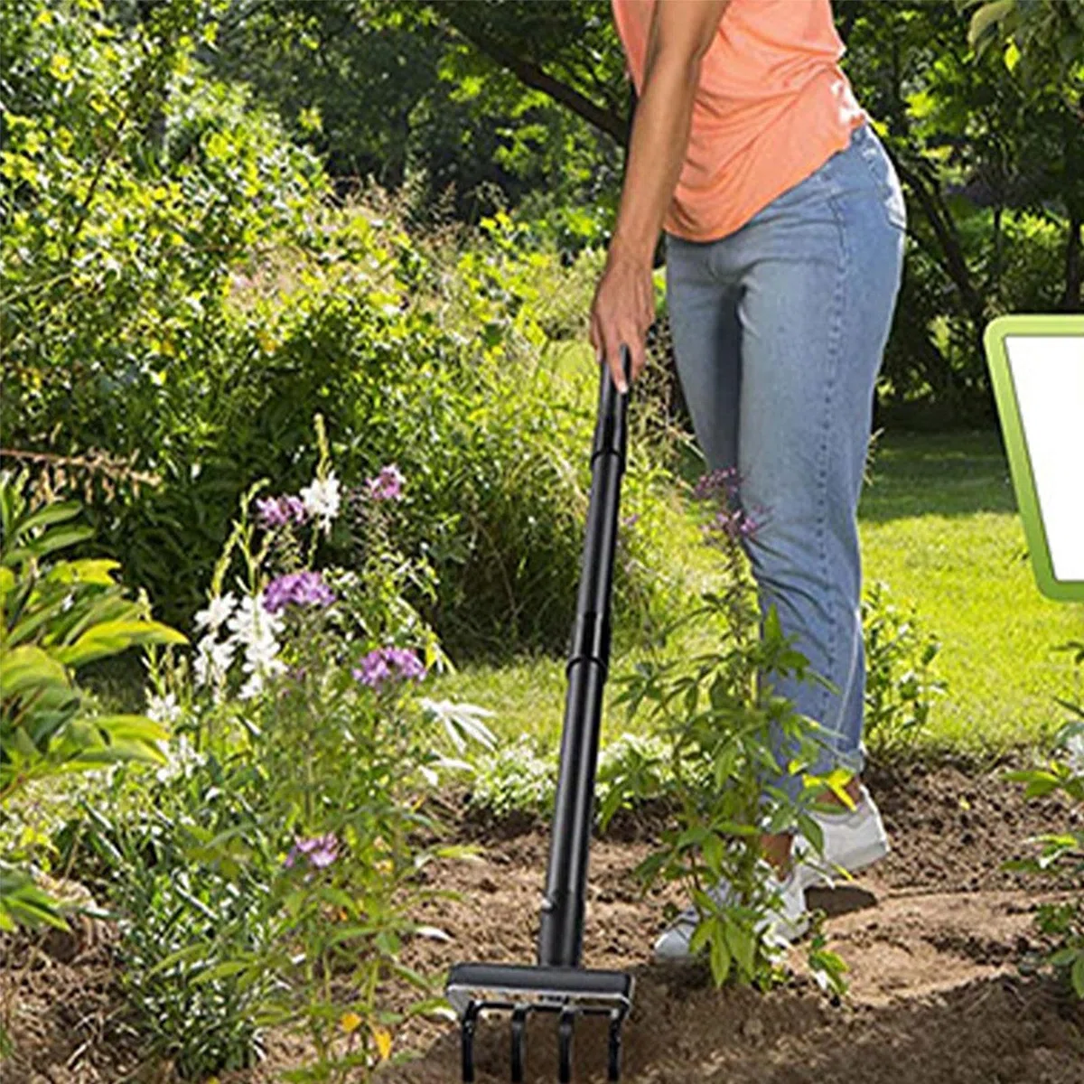 Gartenhacke Rechen - Langstiel Hacke Gartenwerkzeug Edelstahl | Grubber Hacke Gartenwerkzeug zum Lockern von Erde, Graben