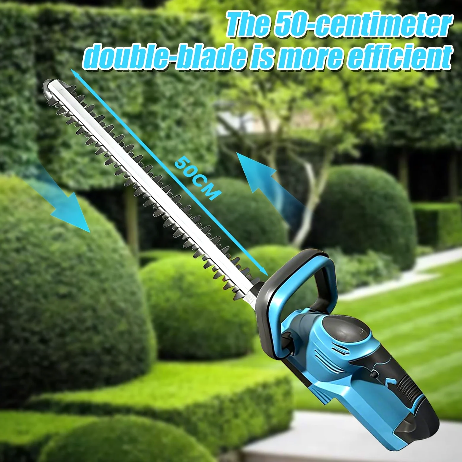 Akku Heckenschere für Makita 18V Akkus, Akku-Strauchschere, 50cm Schnittlänge, Tragbar Gartenschere Elektrische Heckenschere für Hof, Garten, Rasen(Modell CK - ohne Akku)