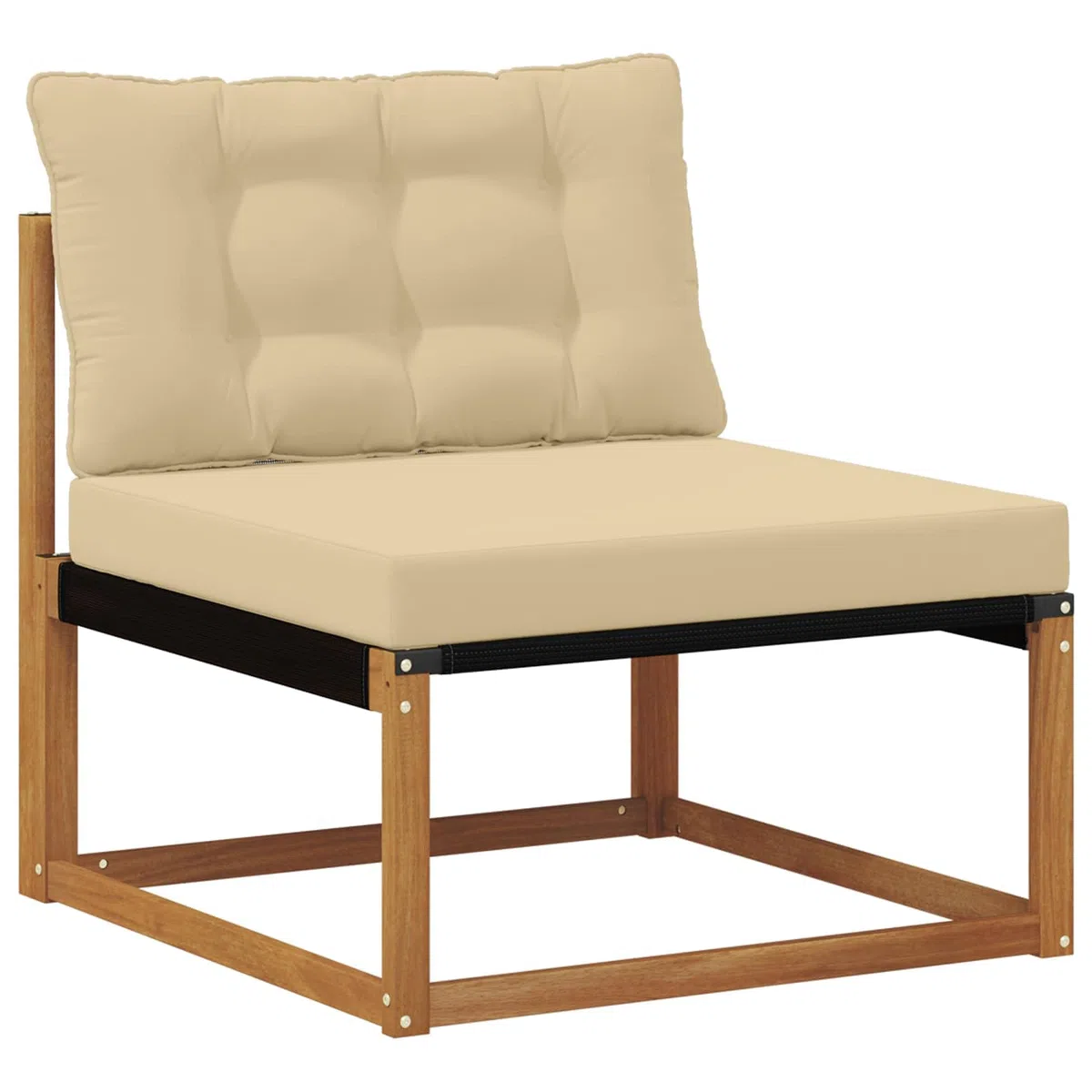 Outdoor-Gartenmöbelgarnitur mit Kissen 11 Teile aus Massivholz und Textilene für Terrasse, Balkon und Garten, wetterfestes Lounge-Set mit Tisch, Sofas, Sesseln und Stauraum