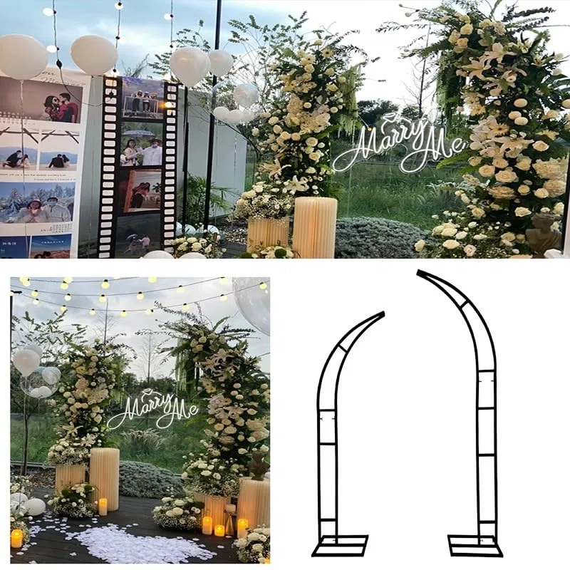 Gebogener Metallbogen 2er Set, Tragbarer Ballon-Hintergrundständer für Gartenparty, Geburtstag, Zeremonie Dekor, Stabile Basis für Veranstaltungen