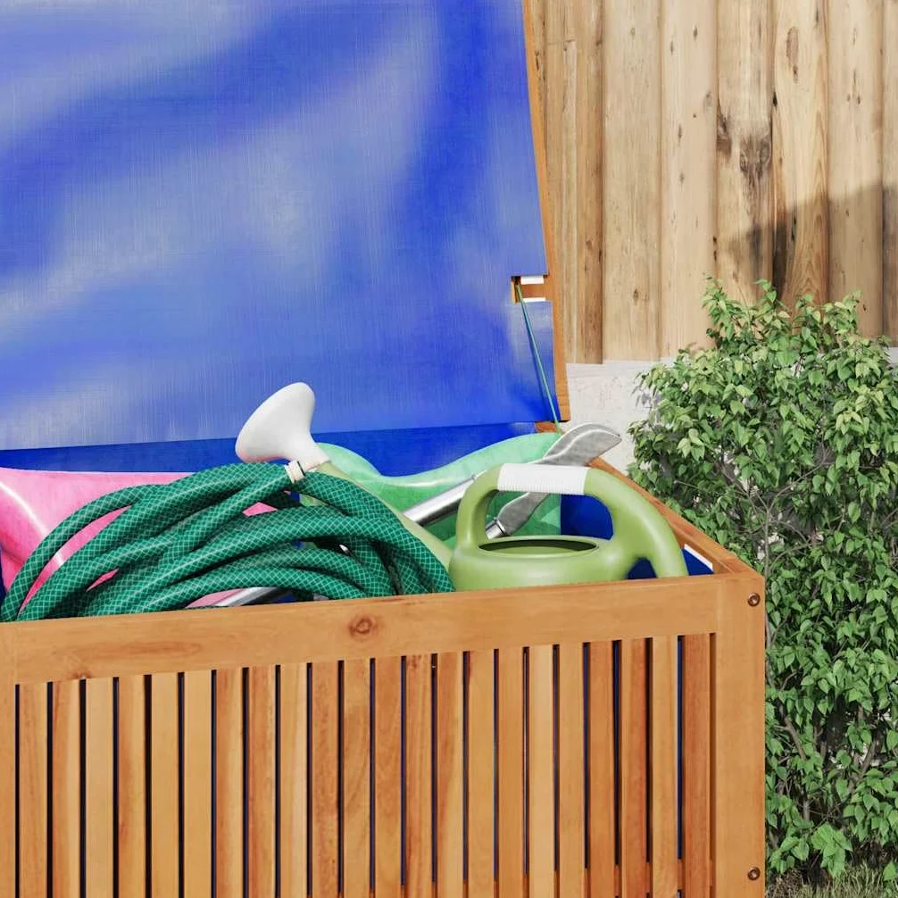 Gartenbox aus Massivholz Akazie 75x75x58 cm mit wasserfestem Innenbeutel für Außen- und Innenbereich, robuste Aufbewahrungstruhe für Möbelkissen, Decken und Spielzeug,