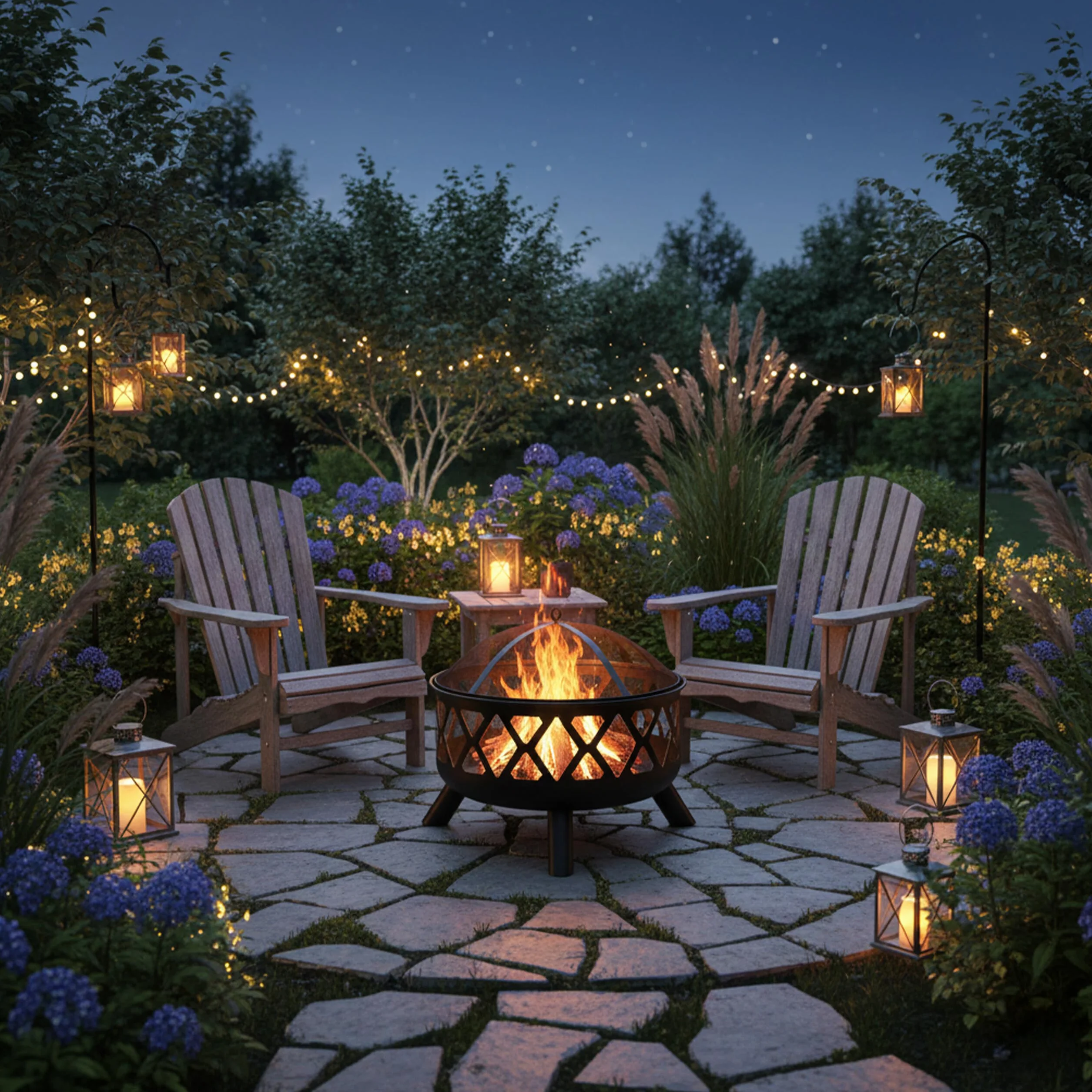 Relaxdays Feuerschale mit Funkenschutz, Ø 62 cm, mit Schürhaken, Garten, Terrasse, Outdoor Feuerstelle, Stahl, schwarz