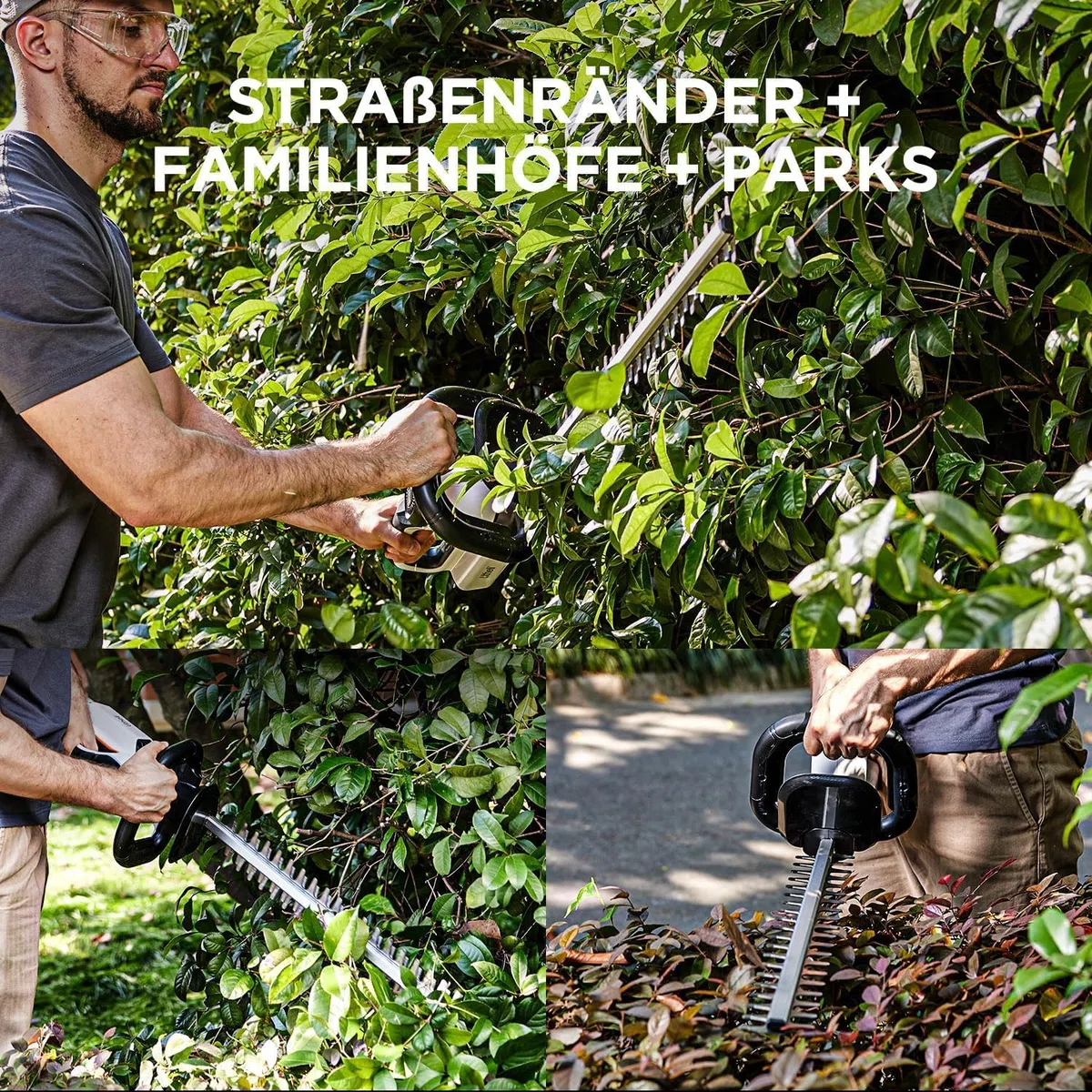 Litheli Heckenschere Akku, mit einem 2,0 Ah Akku, 51 cm Schnittlänge, Anschlagschutz, ergonomischer Griff, für Sträucherschneiden Gartenpflege, Hedge Trimmer