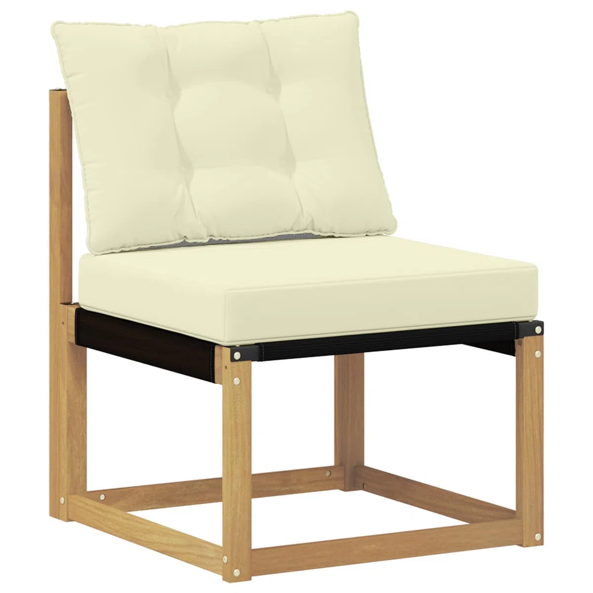 Outdoor-Sofagarnitur mit Kissen 7 pcs Weiß und Creme massives Akazienholz wetterfestes Textilene Garten Terrasse Pool komfortable Sitzgruppe mit Tisch und Armlehnen Moderne Möbelgarnitur für