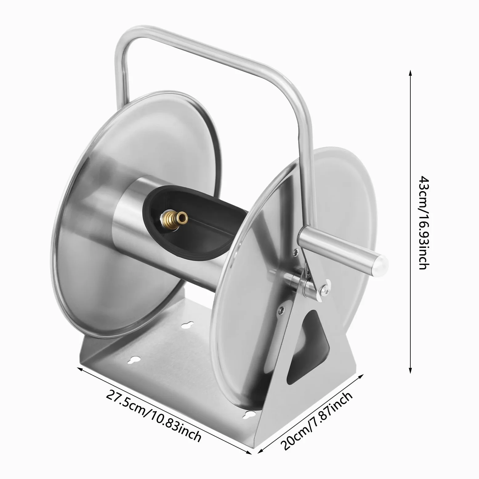 Robuste Gartenschlauchtrommel, Edelstahl, Wandmontage, Aufbewahrungsregal mit Kurbel für den Außenbereich, freistehender Wasserrohr-Organizer für Terrasse, Rasen, Hof