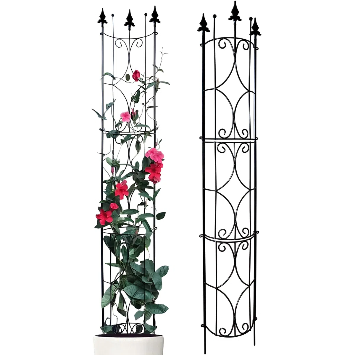 Thealyn Rankgitter Garten 2 Pack 182cm H x 31cm B Metall Pflanzen Rankgitter Indoor/Outdoor Metall Garten Rankgitter Pflanzengitter für Topfpflanzen Kletterpflanzen (Schwarz)