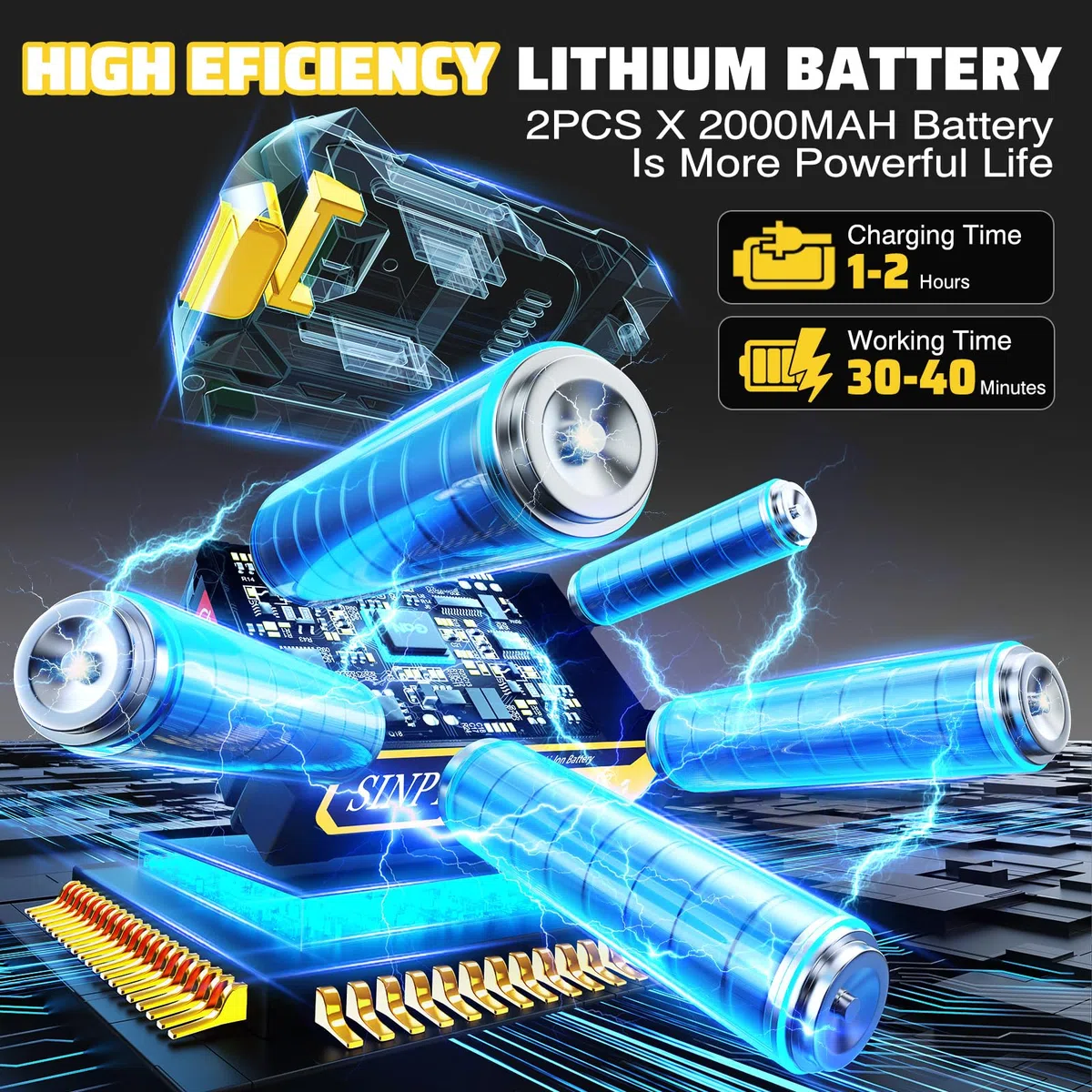 6 Zoll Kabellose Mini-Kettensäge, elektrische Kettensäge, 15,2 cm, mit 2 x 2000 mAh Batterien, Akkusäge mit Sicherheitsverriegelung und automatischer Öler für Garten, Holzschnitt