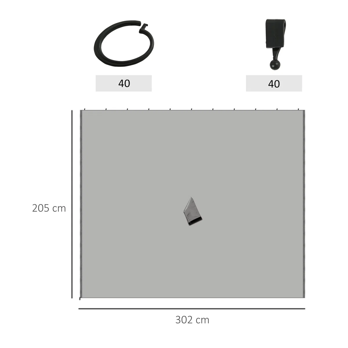 Outsunny Seitenwand 4er Set für 3x3m Pavillon Seitenteile mit Haken 302 x 205 cm Wasserdicht stabil Winterfest Seitenteil Seitenwände für Partyzelt Gartenpavillon Hellgrau
