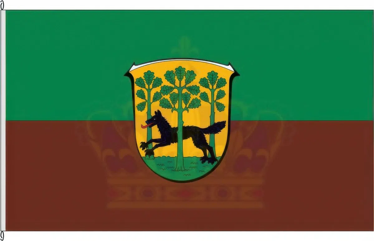 Zertifizierte Flagge Fahne Wolfhagen - KS 120 x 300cm - Bannerflagge mit Holzquerstab und Met.Karabinerhaken aus deutscher Flaggen-Manufaktur