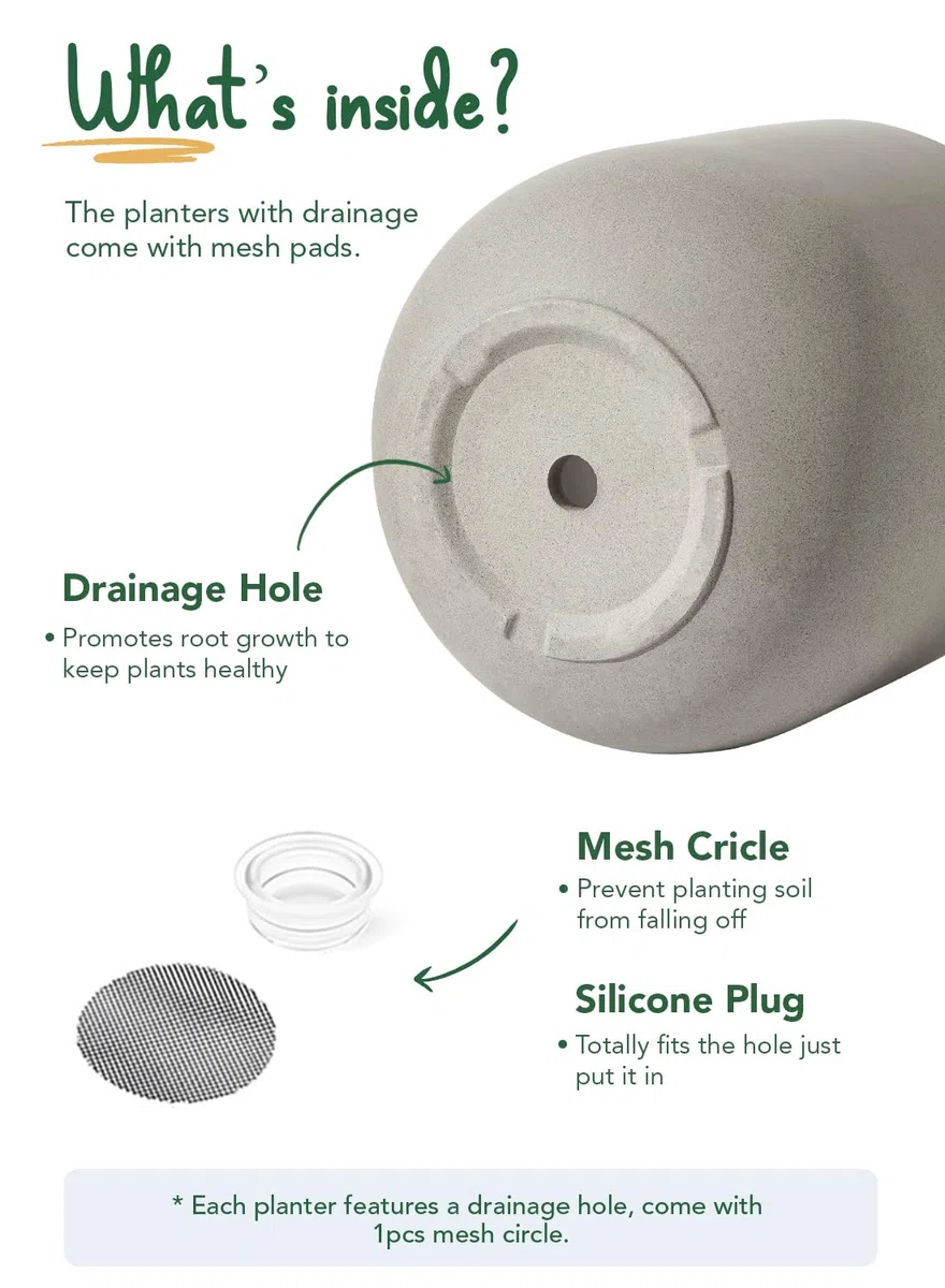 LE TAUCI Übertöpfe Keramik Gross, 30 cm Durchmesser groß Töpfe, Blumentopf für Zimmerpflanzen mit Abflussloch, Flower Planter Pots with Drainage Hole and Plug, Grau