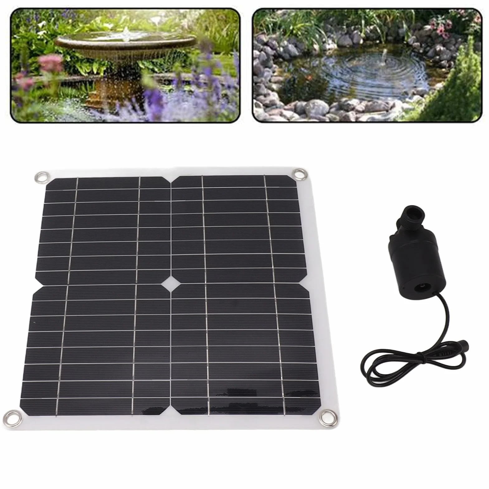 Solar-Wasserpumpen-Set mit Zeitsteuerung, Solarbetriebene Wasserpumpe, Tauchpumpe, 50 W Solarpanel für Gartendekoration, Pool, Vogelbad