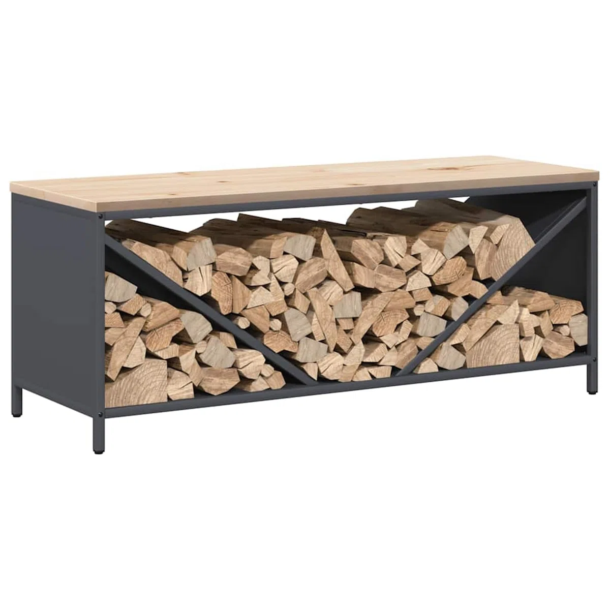 Brennholzregal Kaminholzregal mit massiver Kiefernholzplatte Anthrazit 100,5x35,5x40 cm – robust, stapelbar & trocknungsoptimiert für Kamin, Ofen & Wohnzimmer