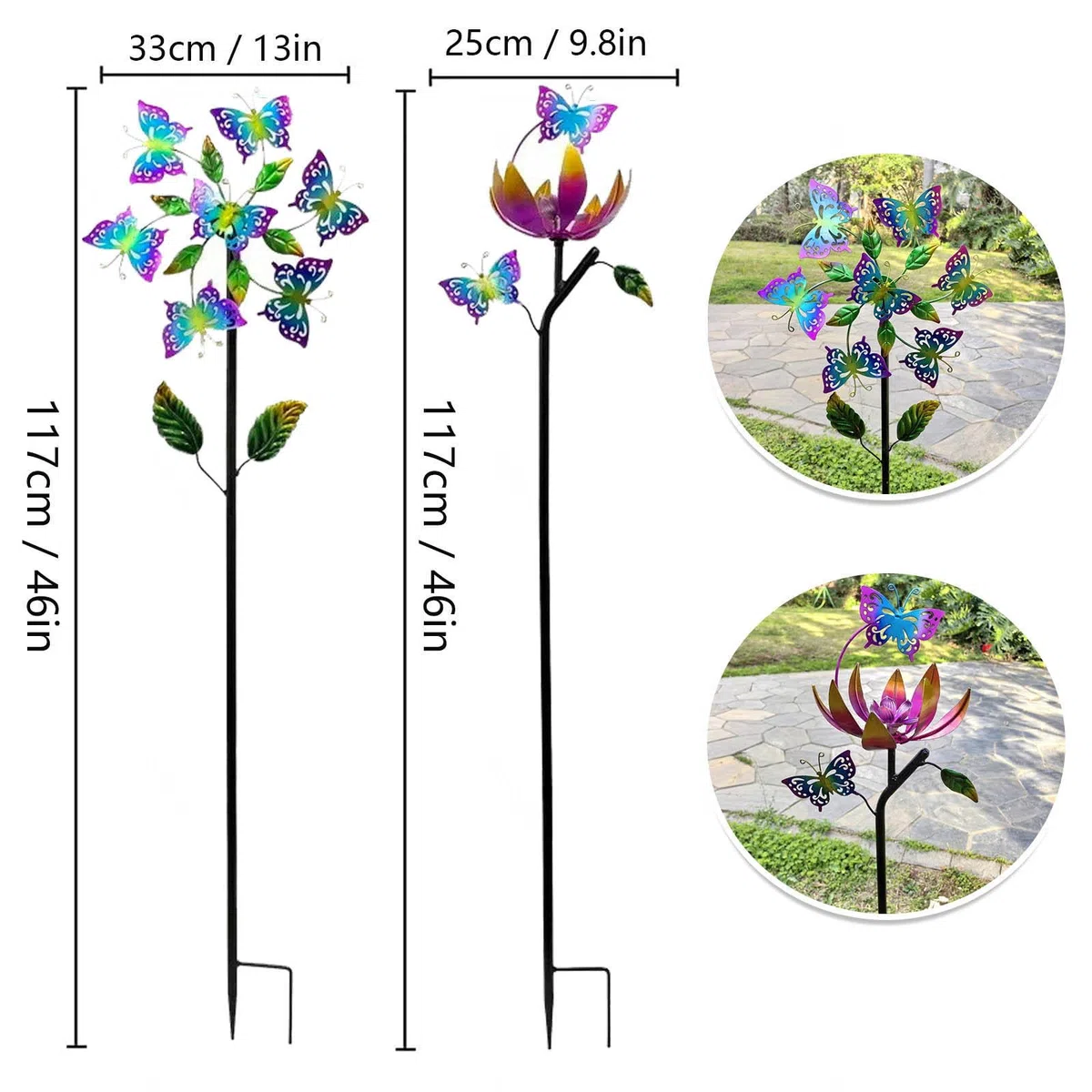 Edelstahl-Windspiel – 116,8 cm Garten-Windmühlen (2 Packungen) – perfekte Outdoor-Dekoration und einzigartiges Geschenk für Familie und Freunde – langlebiges, auffälliges Design