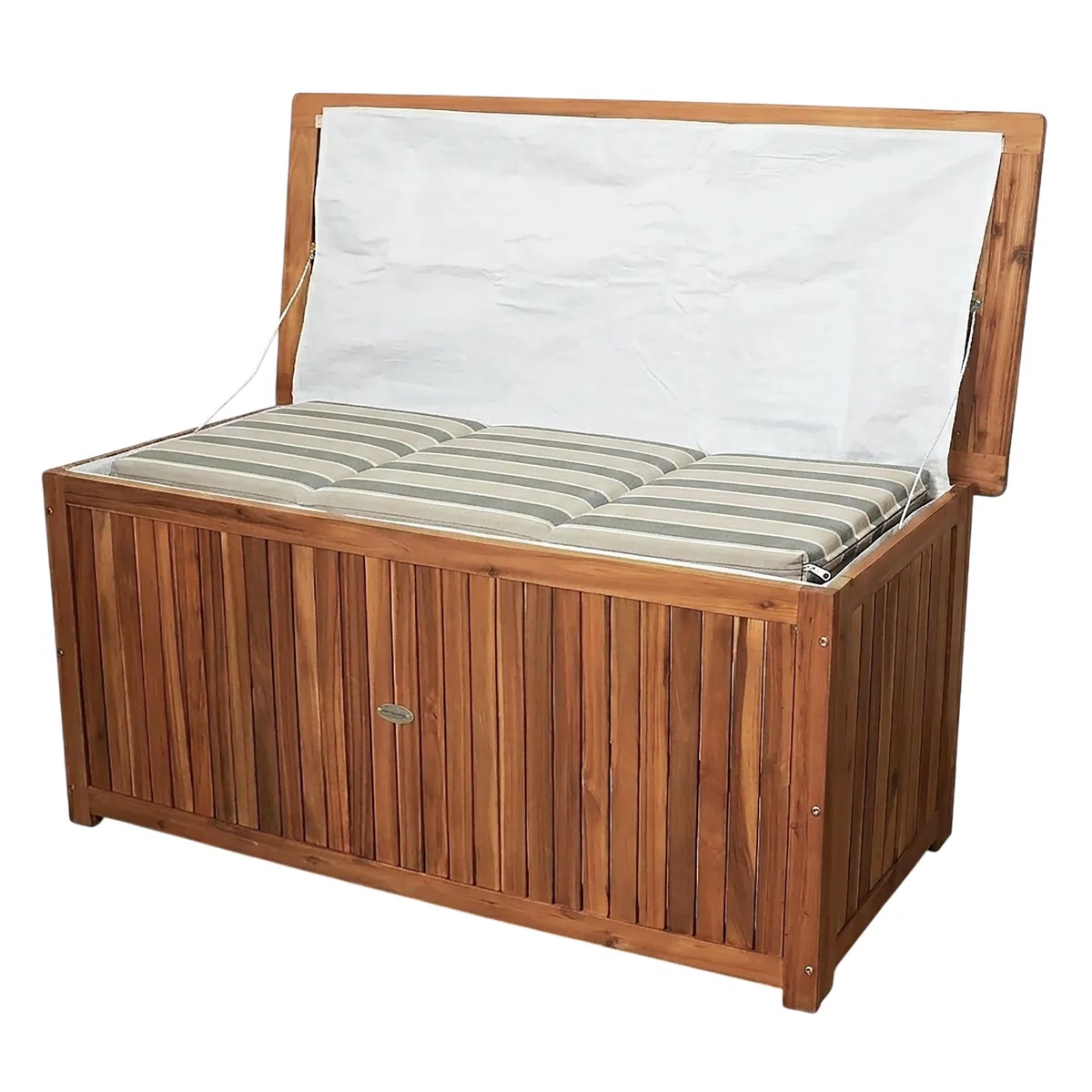 Spetebo Garten Kissenbox aus Akazienholz Natur Geölt - 133 x 58 x 55 cm - Holz Auflagenbox mit Deckel 236 L Braun - Polsterauflagen Aufbewahrungsbox für Kissen und Sitzkissen