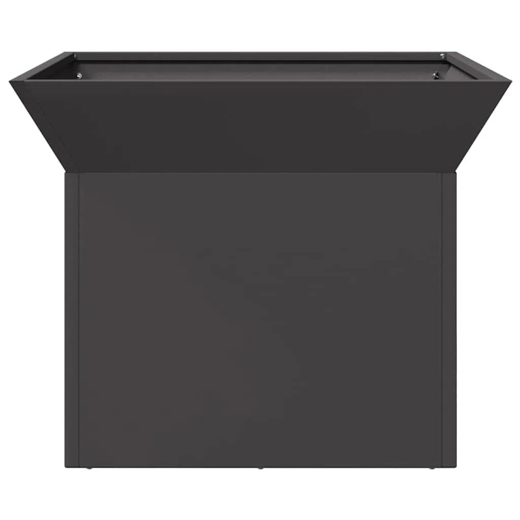 Feuerstelle Schwarz aus Stahl 50 x 50 x 40 cm für Terrasse und Garten, Outdoor Feuerstelle, Kamin Ofen, Schornstein, Heizkassette für Wärme und Deko im Außenbereich