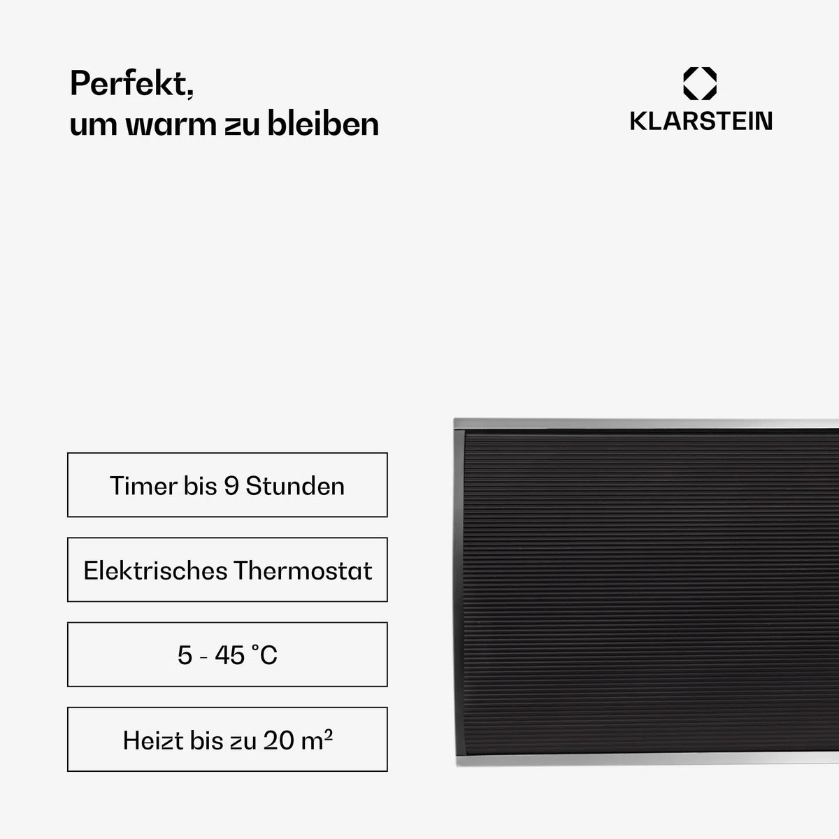 blumfeldt Cosmic Beam Ultra - Heizstrahler, Infrarotheizung, Terassenheizer, 2200 Watt Leistung, IPX4 Schutzart, Fernbedienung, inkl. Montagematerial, Fernbedienung, Eco-Modus, schwarz