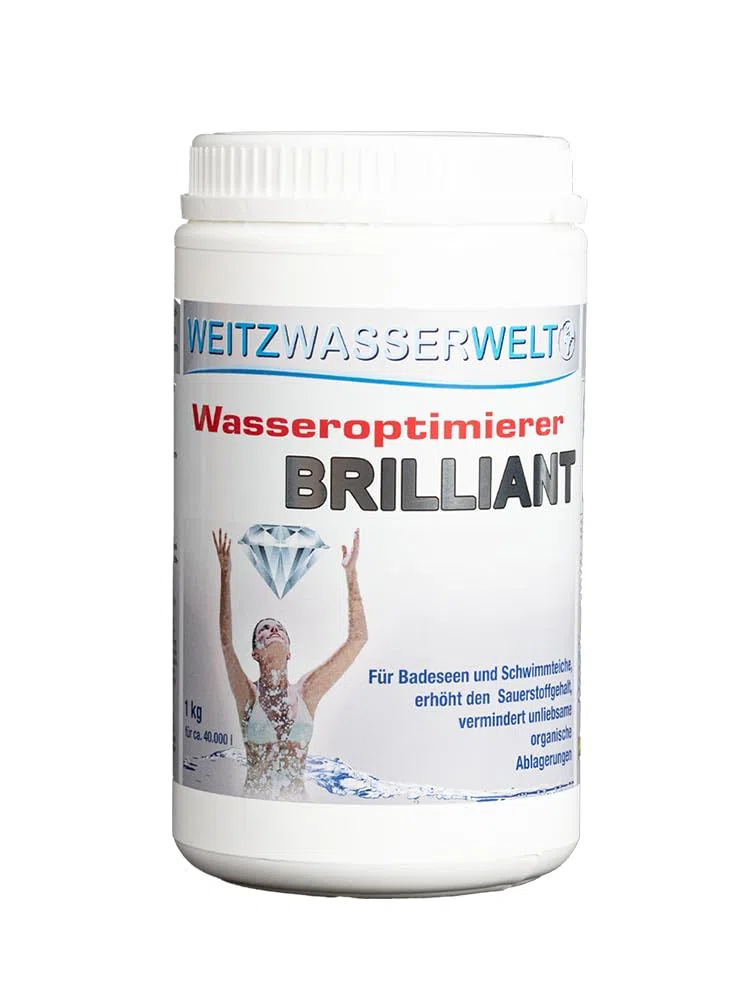 Brilliant Wasseroptimierer – Teichklar für Gartenteich, Schwimmteich, Badesee oder Fischteich - Teichzubehör für verbesserte Wasserqualität - Teichklärer mit Synergieeffekt - 1 kg für bis zu 40.000 l
